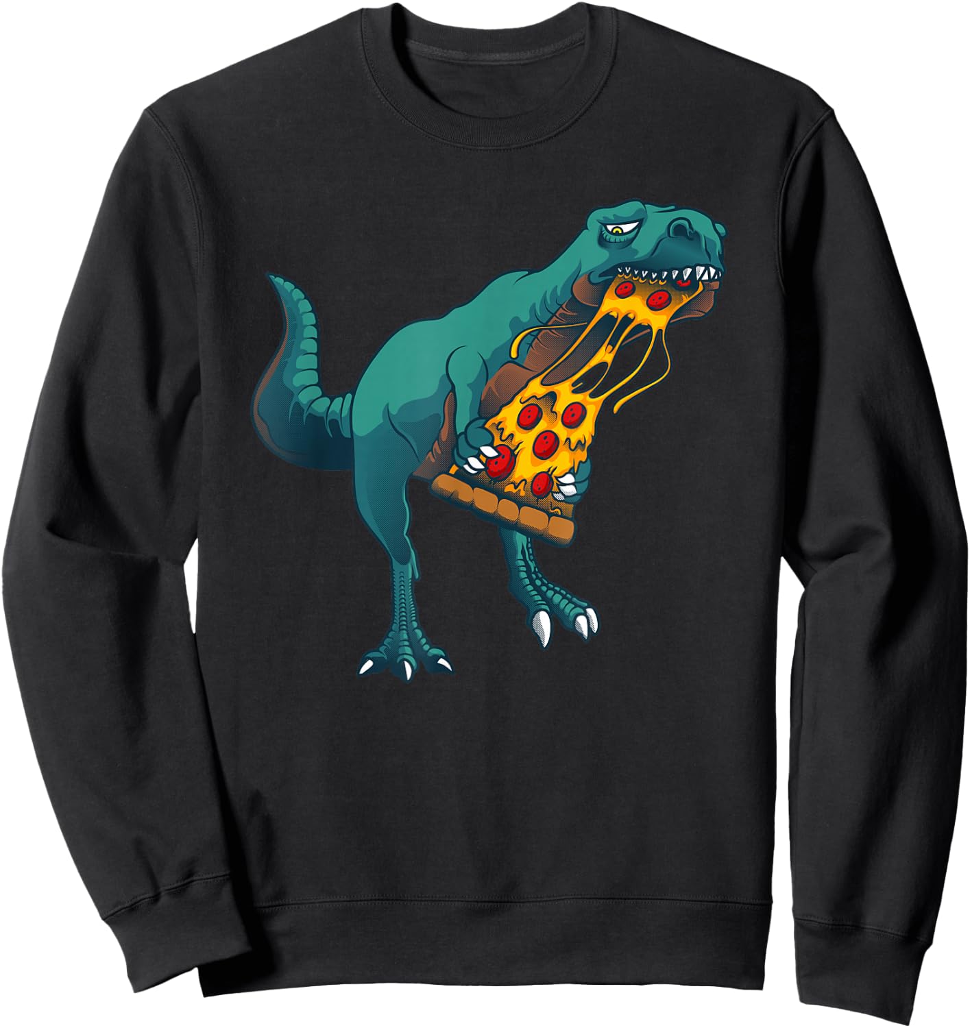 Funny Dinosaur Art Women Dinosaur Pizza Slice Lover Sweatshirt - Sweatshirt | Black