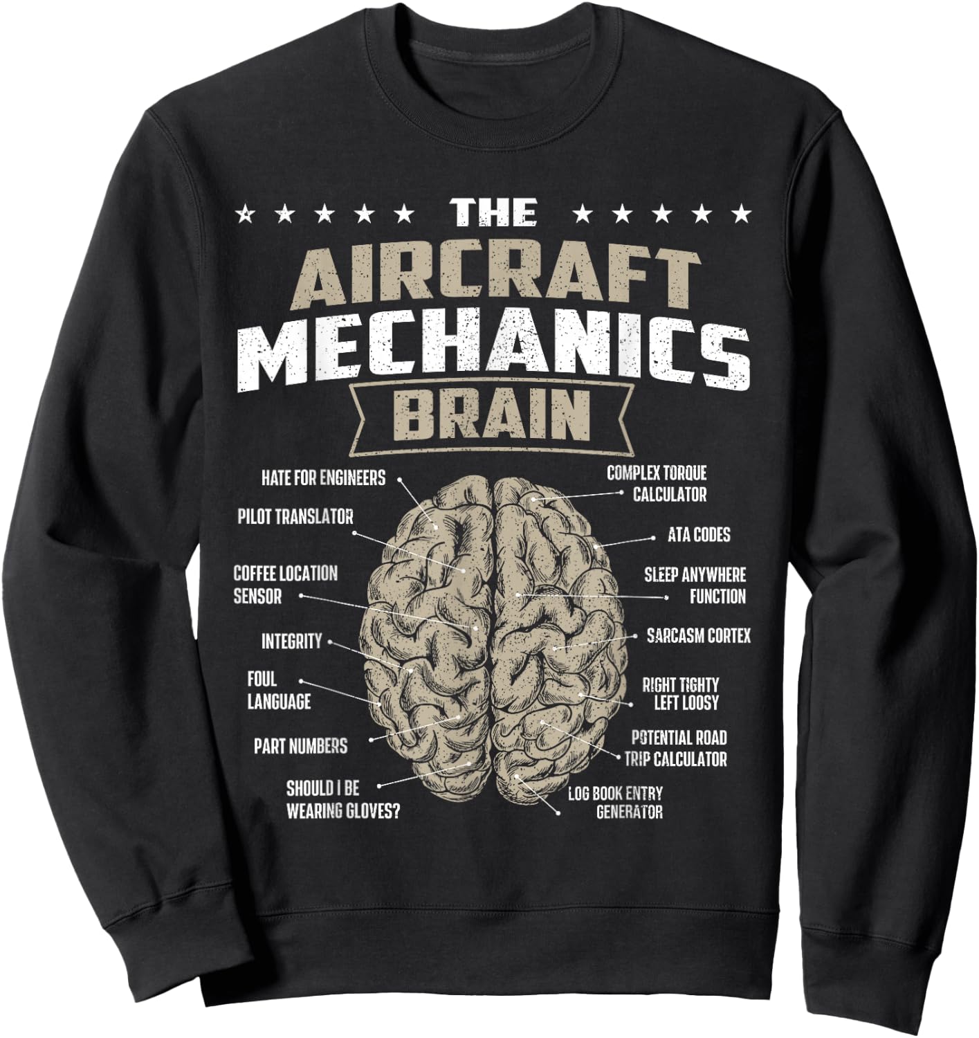 The Aircraft Mechanics Brain - Airplane Maintenance Aviation Sweatshirt - Sweatshirt | Black