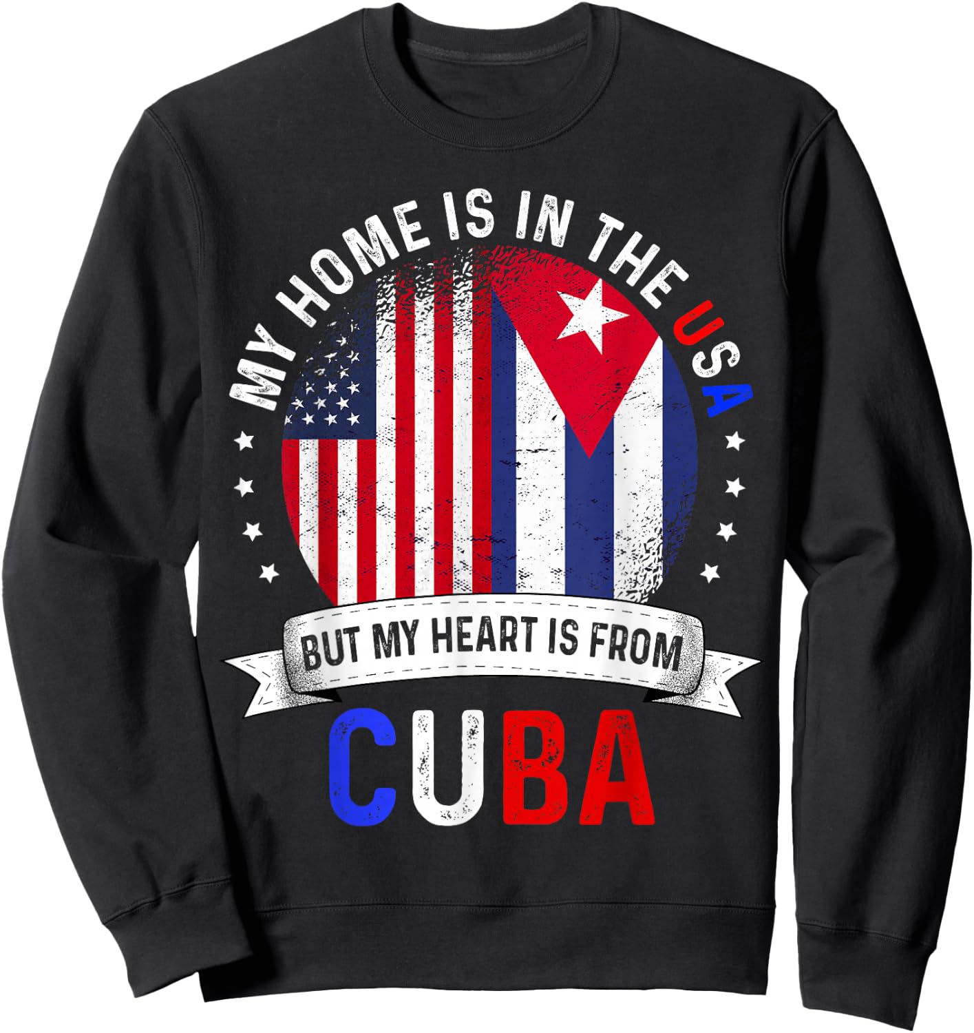 Cuban American Patriot Heart is from Cuba Flag Small Sweatshirt - Sweatshirt | Black