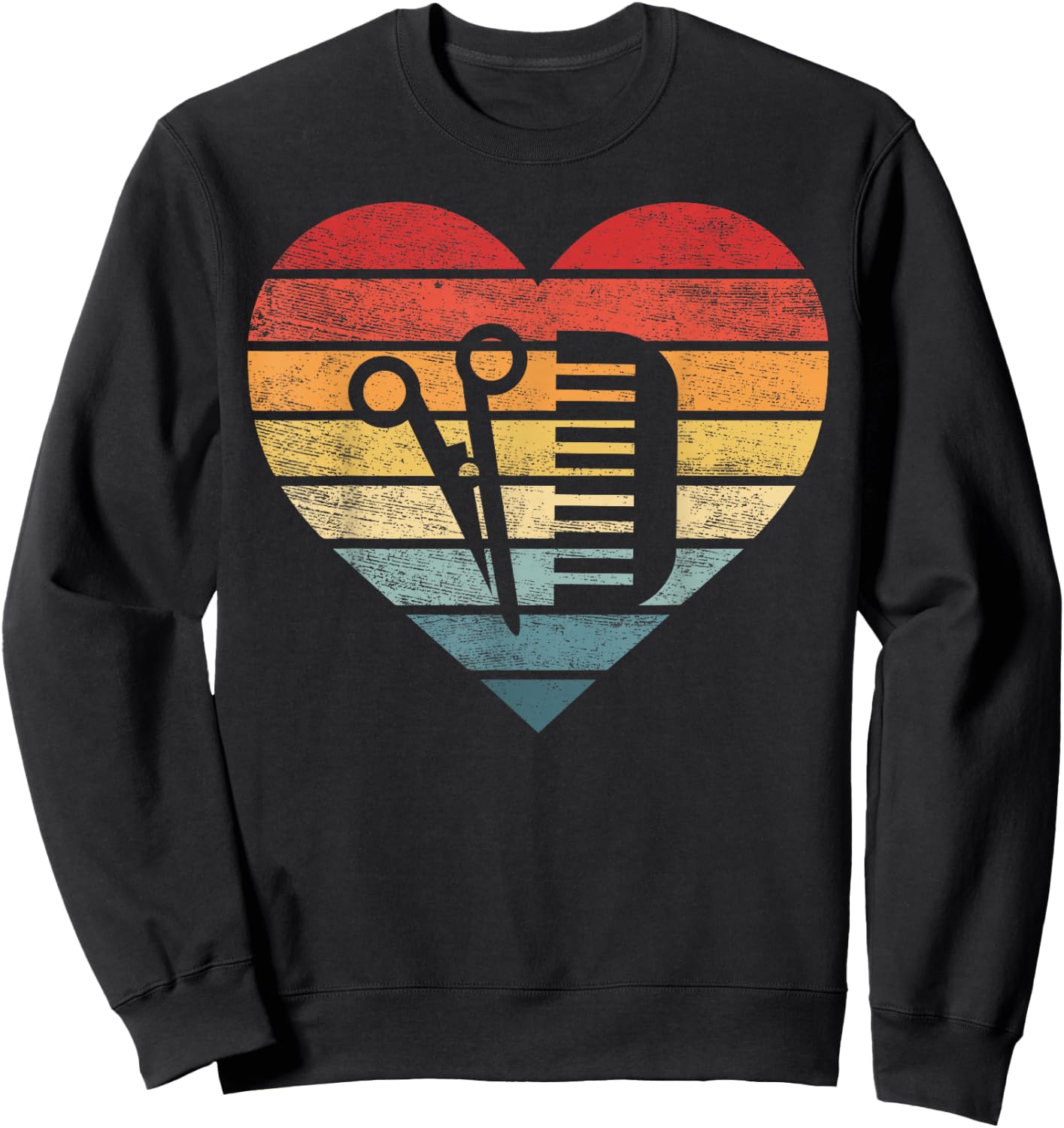 Barber Hairdresser Gifts Retro Sunset Scissors Hair Stylist Sweatshirt - Sweatshirt | Black