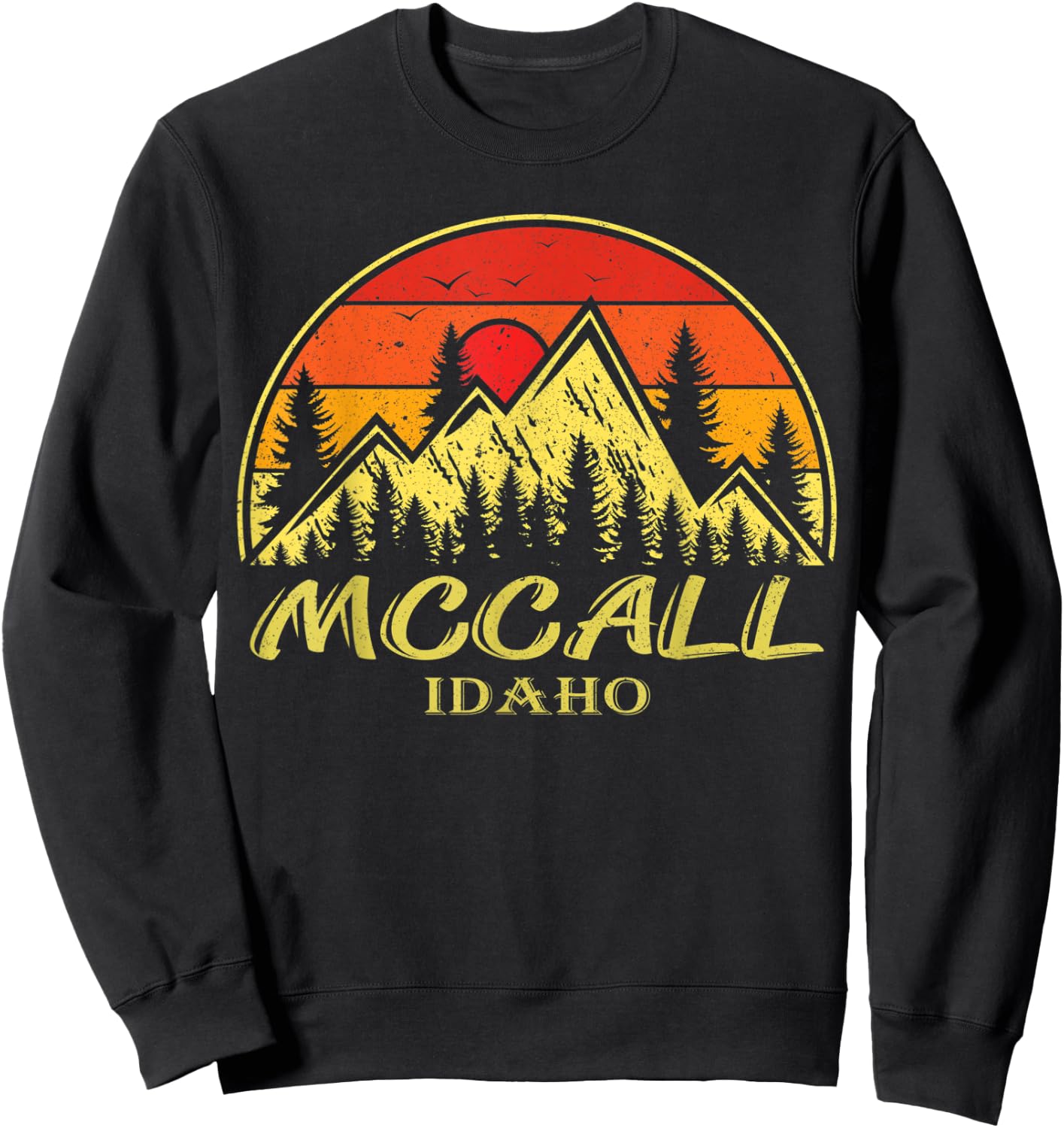 Vintage Mccall Idaho ID Mountains Hike Hiking Souvenir Sweatshirt - Sweatshirt | Black