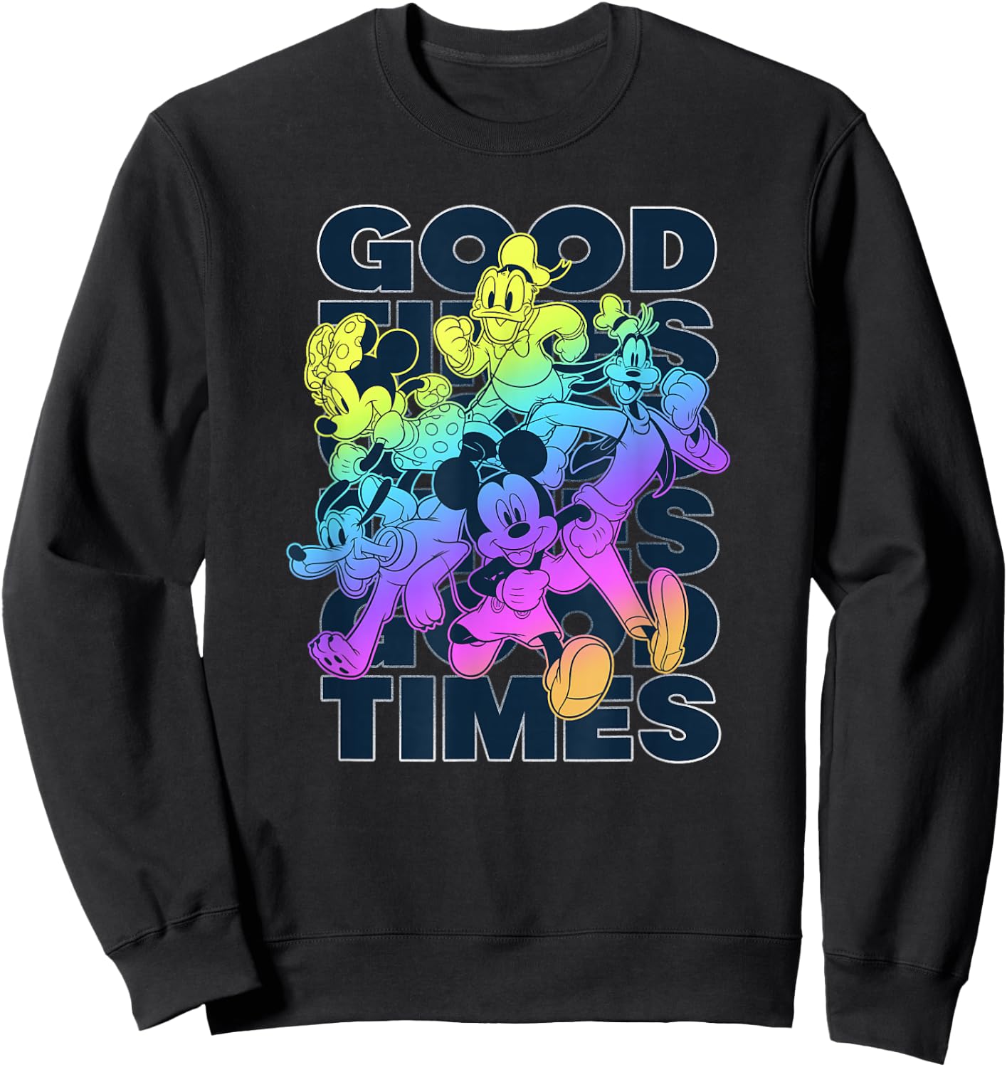 Disney Mickey Classic Good Times Neon Group Sweatshirt - Sweatshirt | Black
