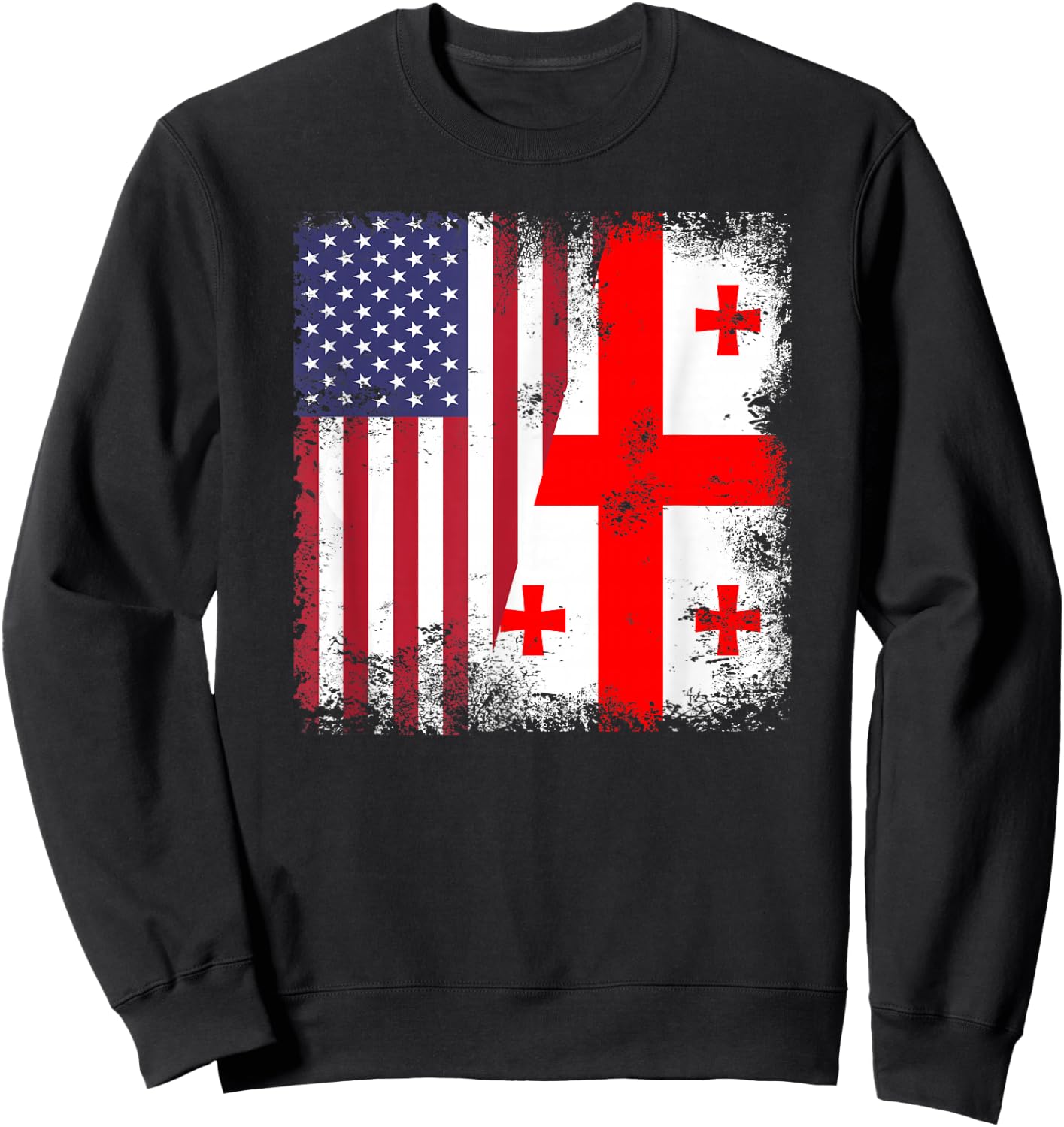 Half Georgian Flag | Vintage Georgia USA Gift Sweatshirt - Sweatshirt | Black