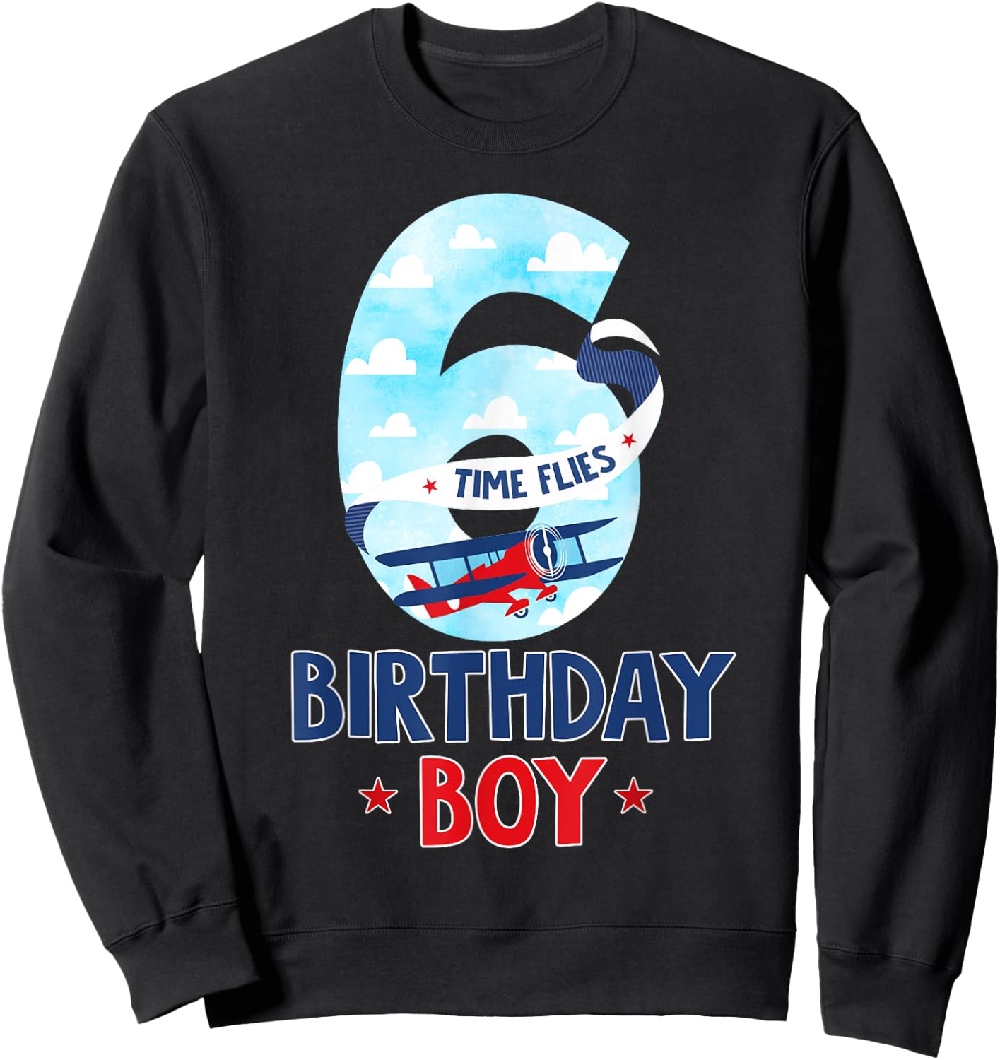 6 Year Old Birthday Outfit Boy Airplane Pilot 6th Bday Sweatshirt - Sweatshirt | Black