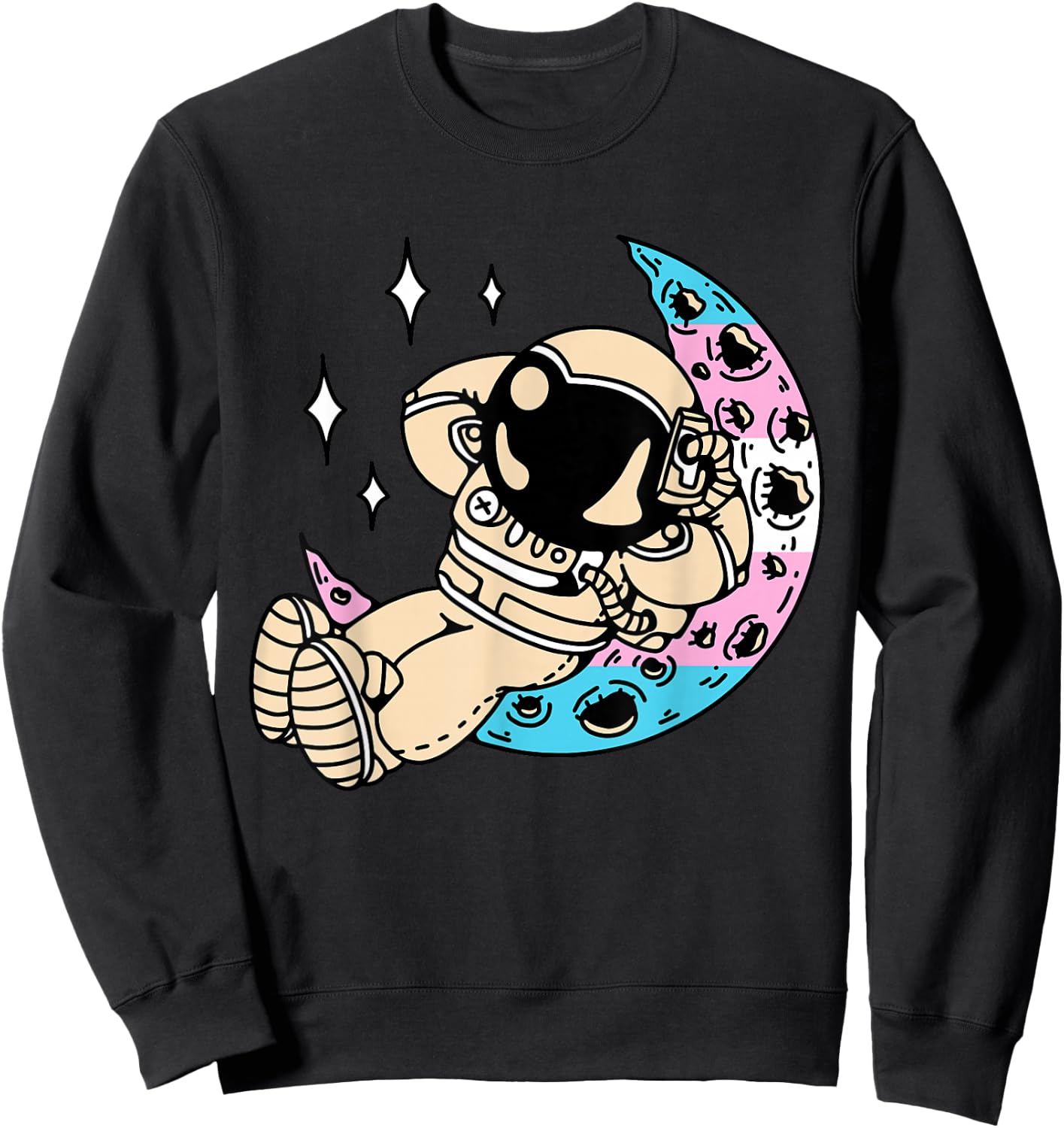 Transgender Astronaut LGBT-Q Space-man Moon Trans Pride Flag Sweatshirt - Sweatshirt | Black
