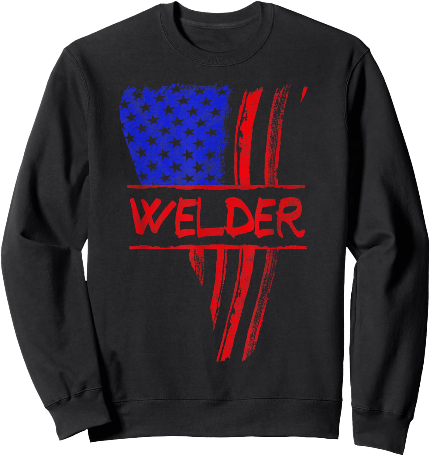 Welder American Flag Welding Gift Triangular Usa Patriotic Sweatshirt - Sweatshirt | Black
