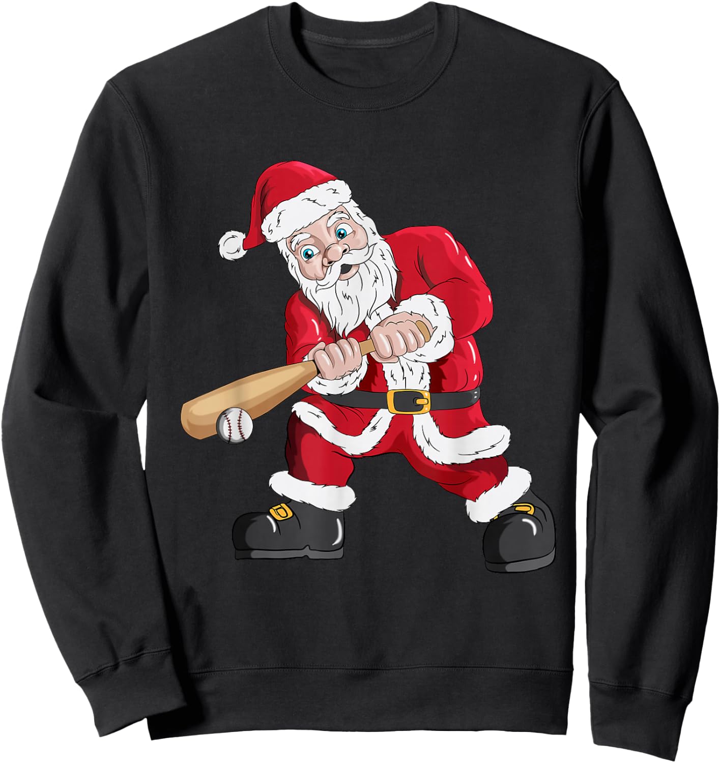 Christmas Santa Claus With Baseball Bat Baseball Sweatshirt - Sweatshirt | Black