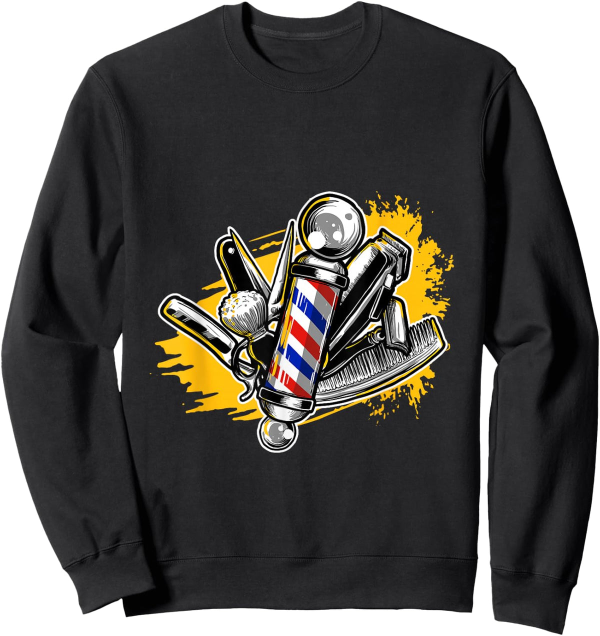 Lustige Friseur Barber Geschenke Barber Barbershop Pole Tools - Men's Black Small Modern Short Sleeve Cotton Blend - Hairdressers, Barbers, Salon Professionals Sweatshirt - Sweatshirt | Black