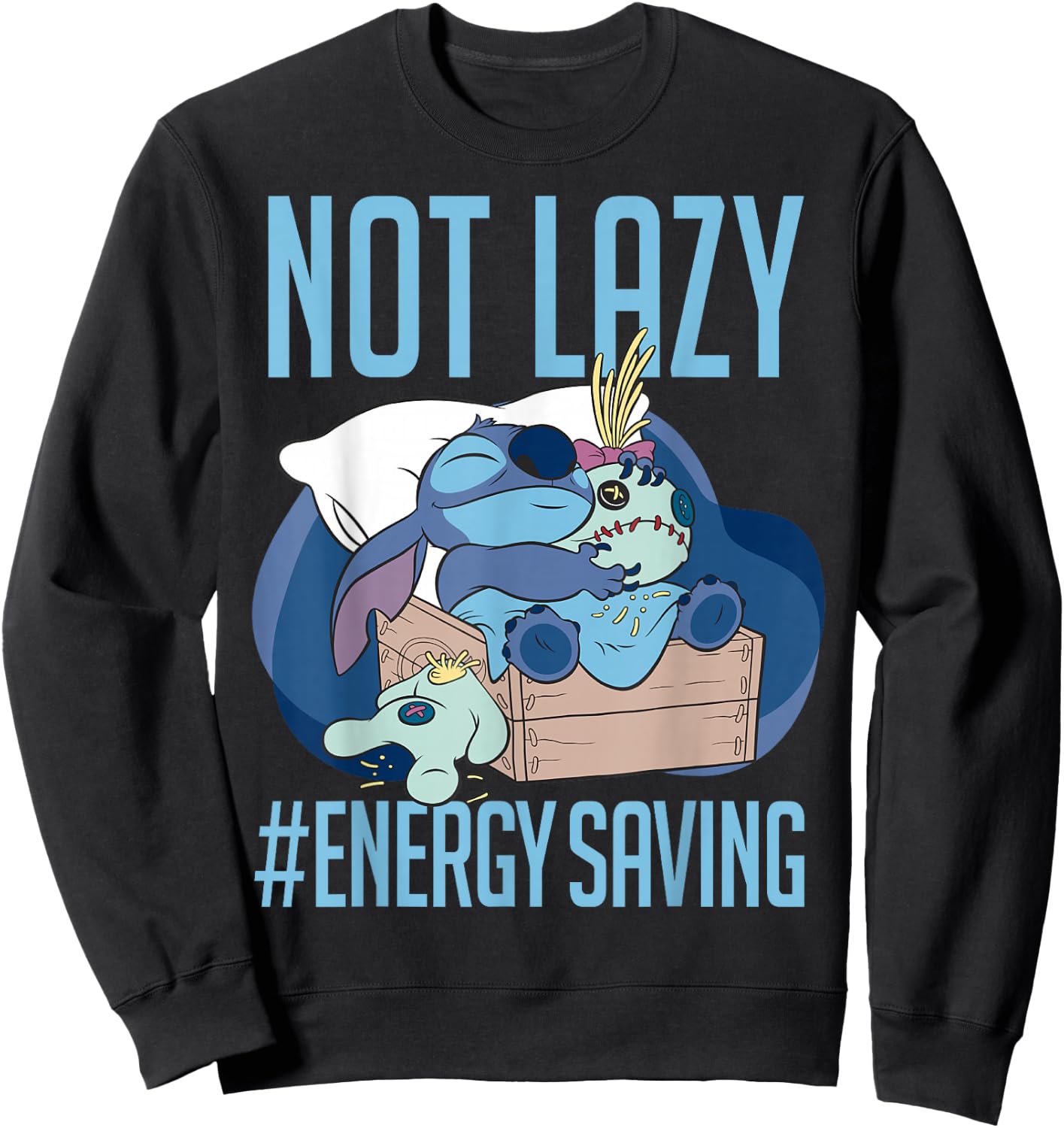 Disney Lilo & Stitch Not Lazy Energy Saving Sweatshirt - Sweatshirt | Black