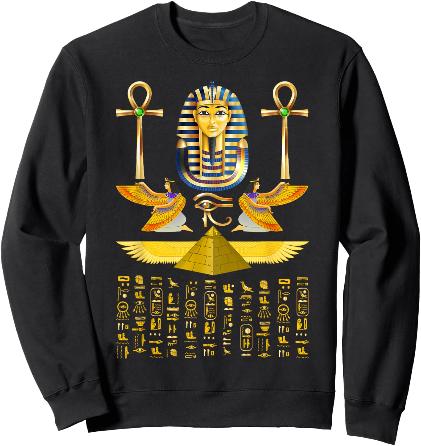 Egyptian Pyramids Pharaoh Tut King Tutankhamun Sweatshirt - Sweatshirt | Black