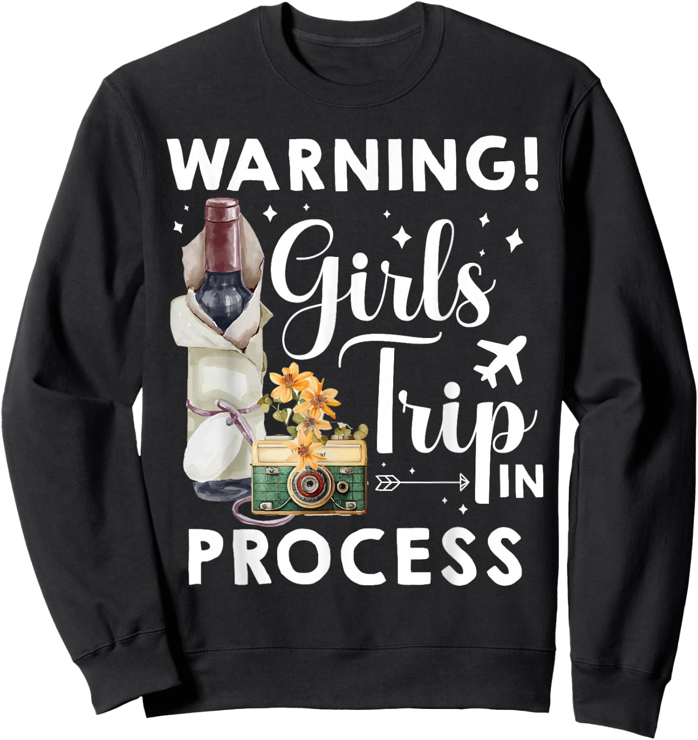 Warning Girls Trip 2026 Progress Cute Beach Summer Vacation Sweatshirt - Sweatshirt | Black