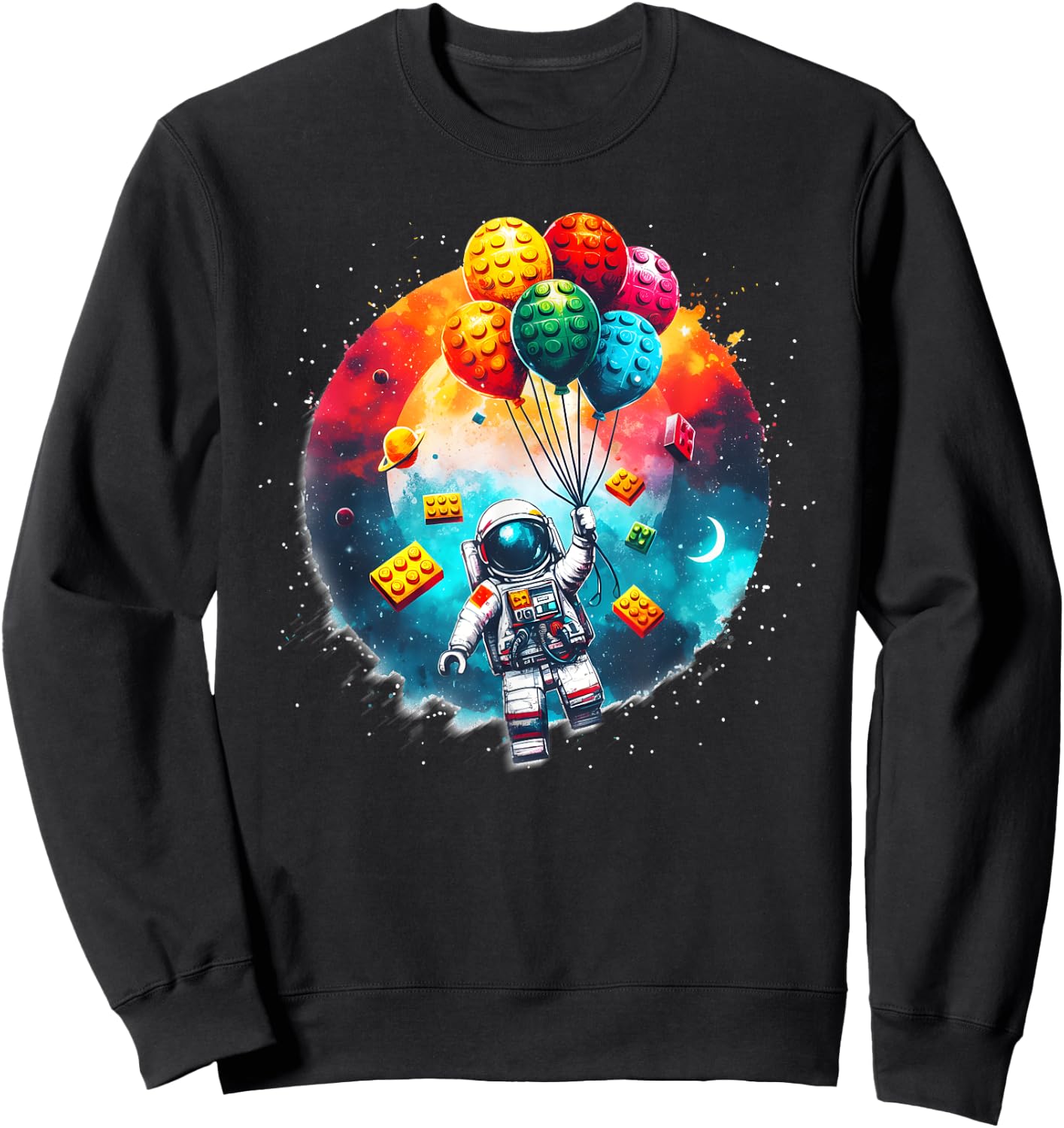 Space Astronaut Master Builder Funny Building Blocks Bricks Sweatshirt - Sweatshirt | Black