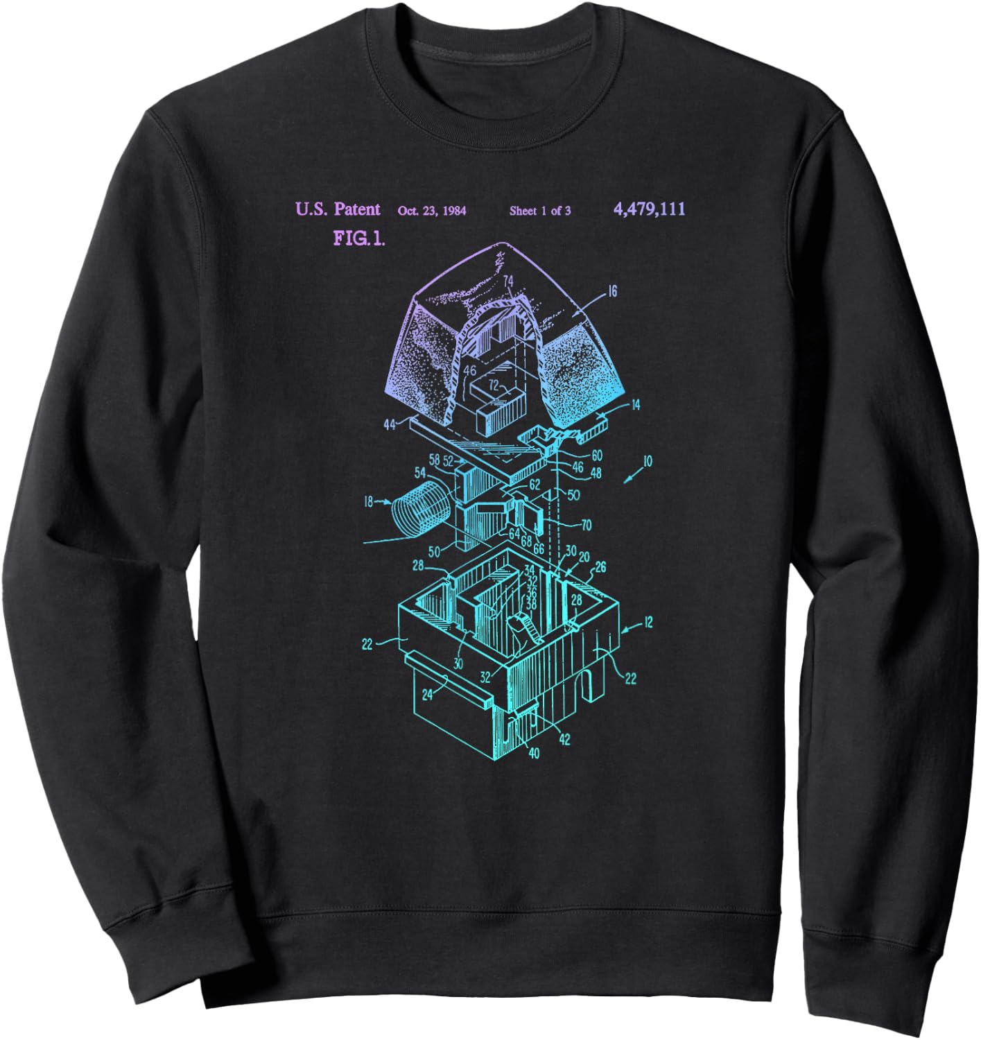 Mechanical Keyboard Patent Drawing Graphic Design Art Sweatshirt - Sweatshirt | Black