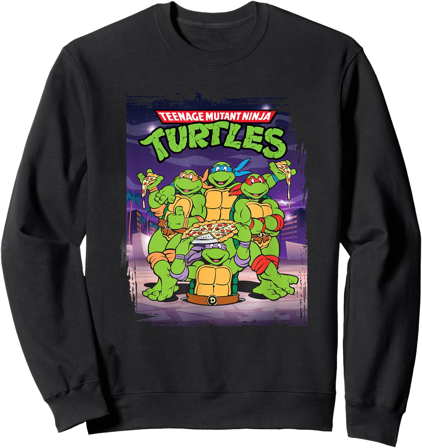 Mademark Black Classic Fit Short Sleeve Teenage Mutant Ninja Turtles Retro Sweatshirt - Sweatshirt | Black