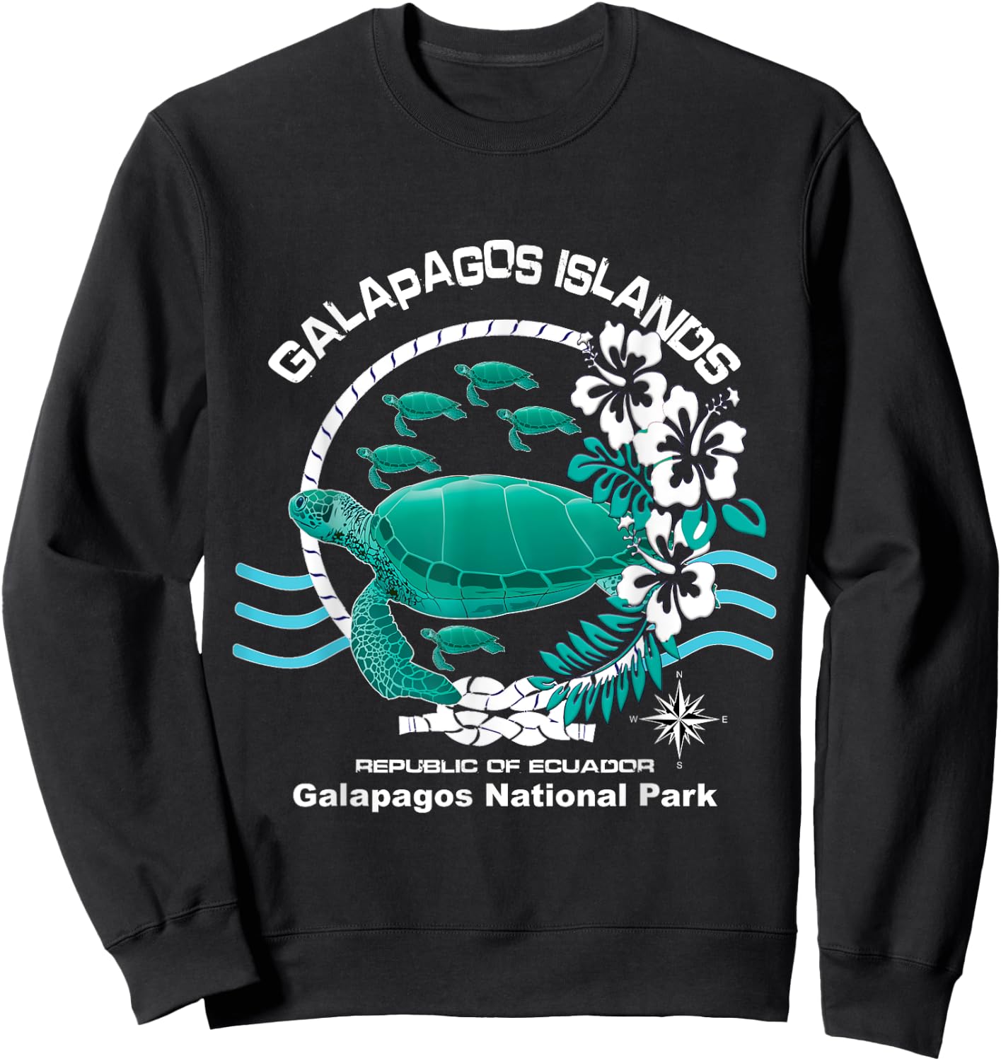 Galapagos National Park Ocean Reserve Green Sea Turtle Sweatshirt - Sweatshirt | Black