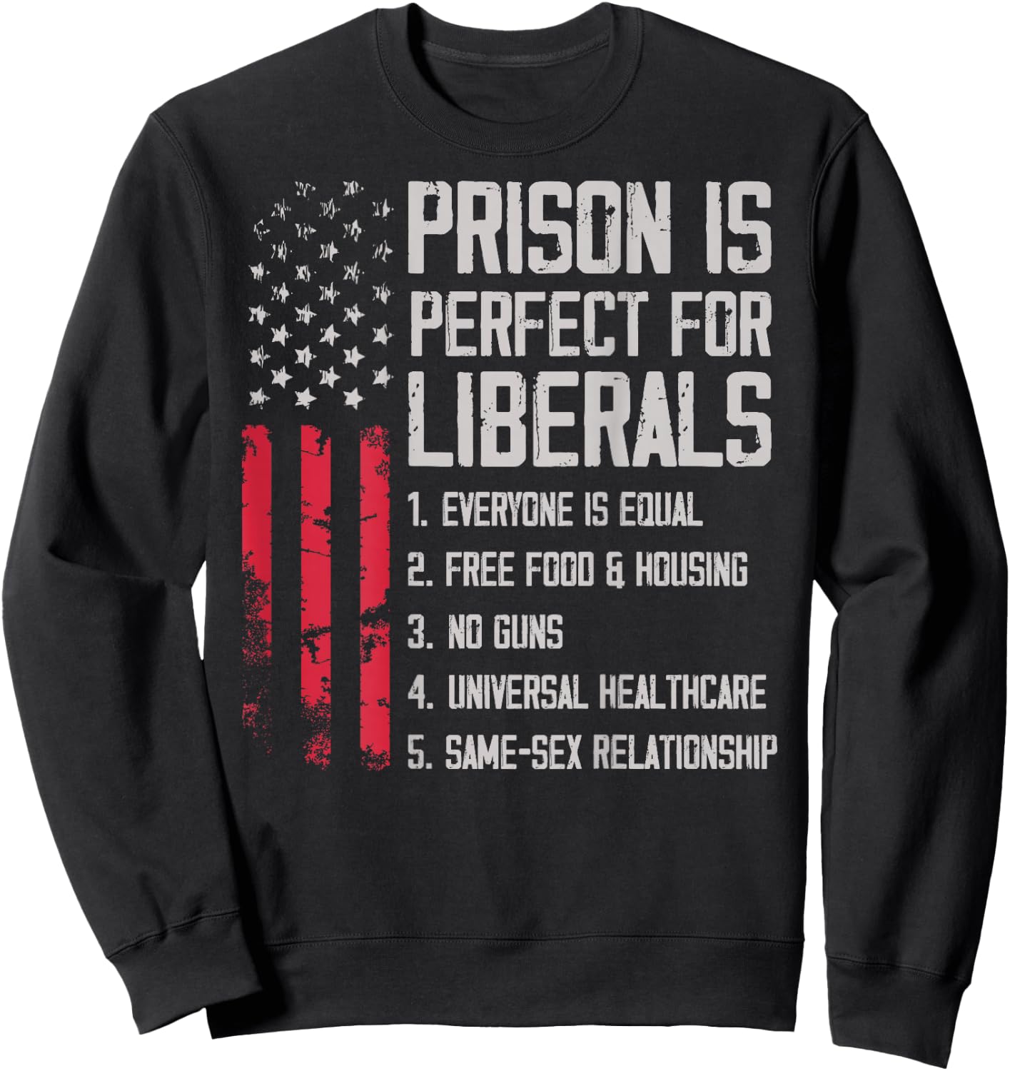 (ON Back) Prison is Perfect for Liberals Sweatshirt - Sweatshirt | Black