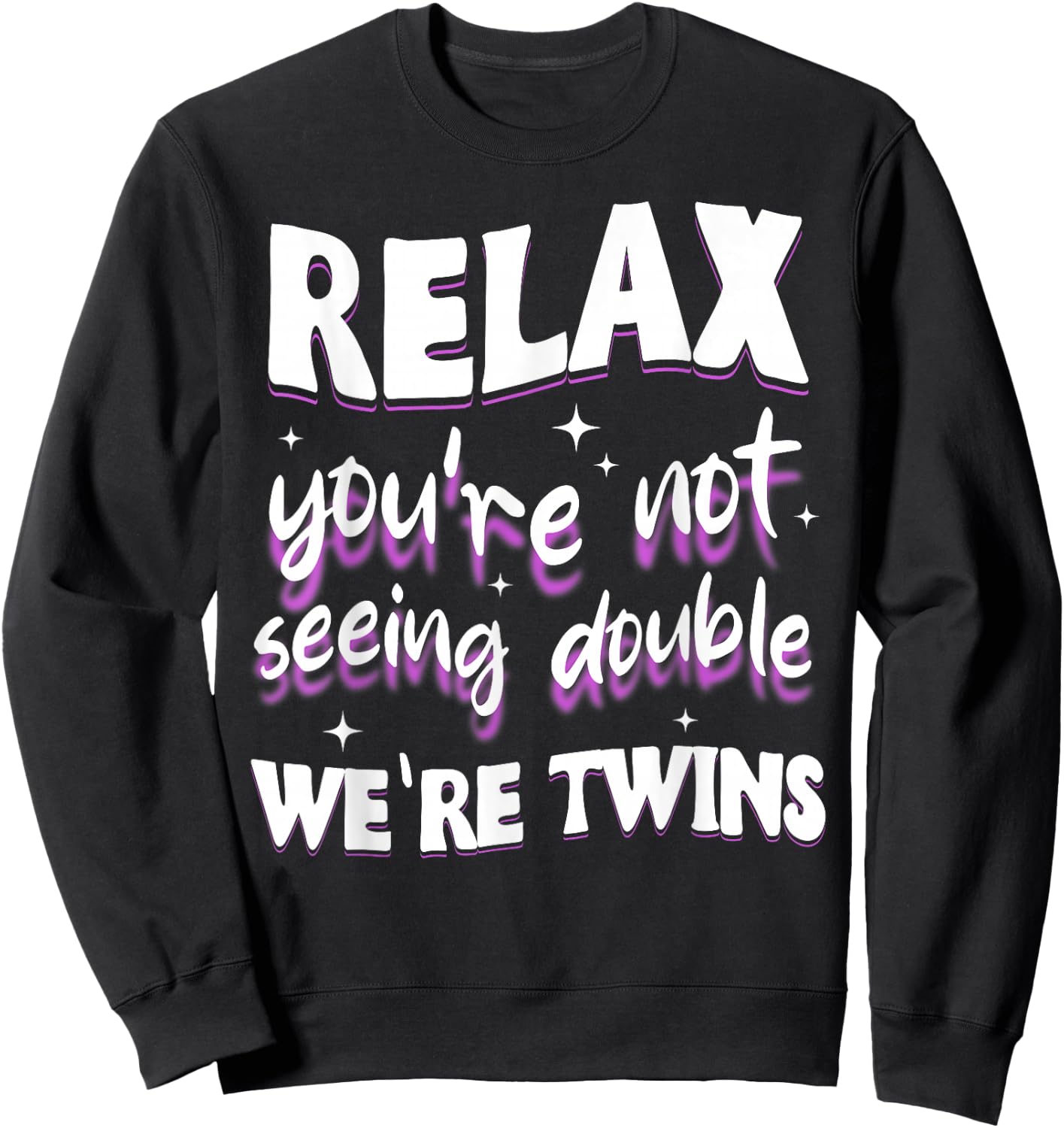 Twin Girls Toddler Kids Twin Sisters Matching Funny Double Sweatshirt - Sweatshirt | Black