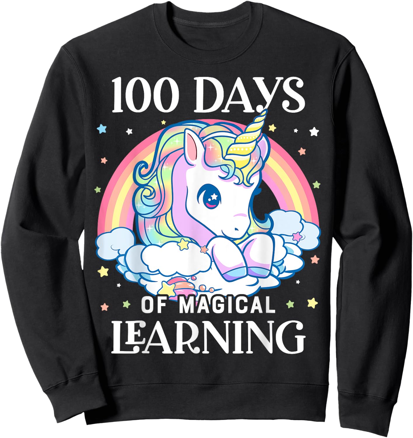 100 Days of School Unicorn Girls Teacher 100th Day of School Sweatshirt - Sweatshirt | Black