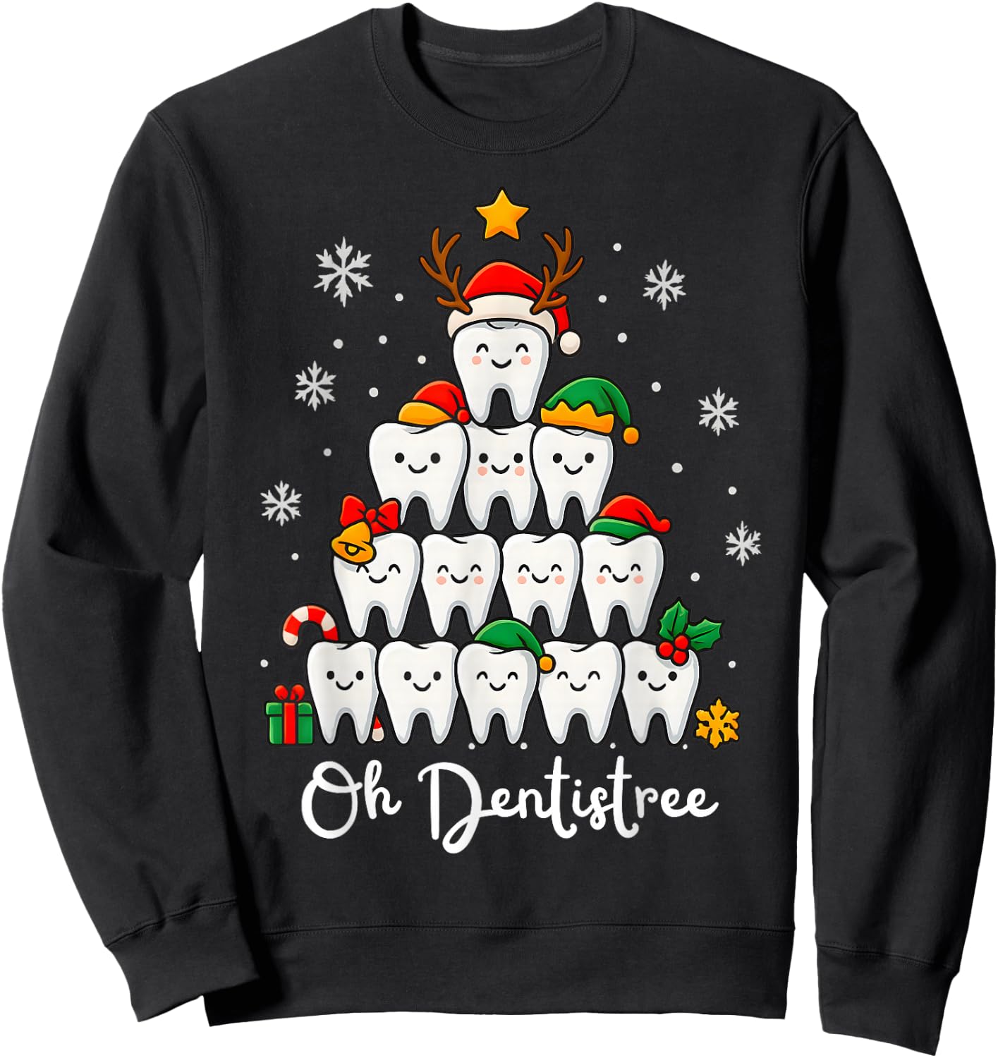 Funny Oh Dentistree Xmas Christmas Dental Hygienist Dentist Sweatshirt - Sweatshirt | Black