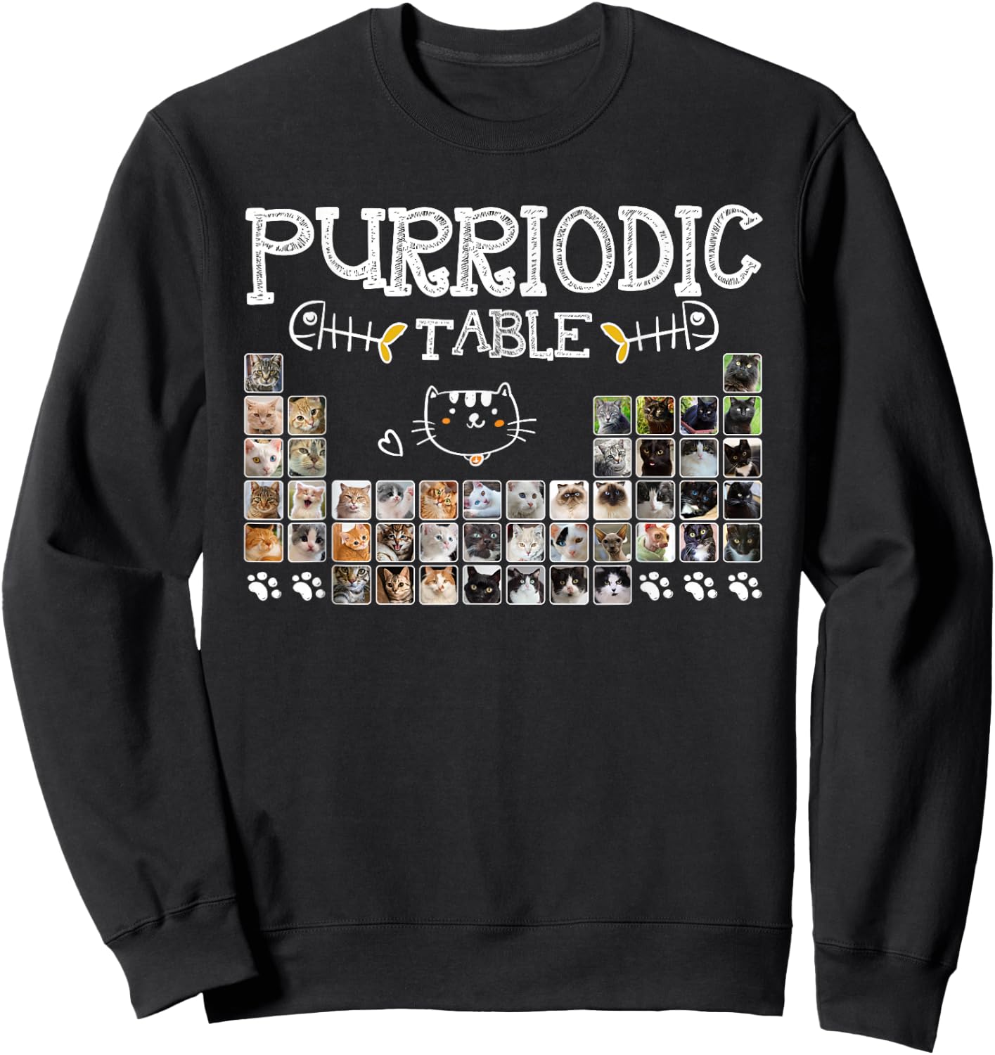 Purriodic Table Cat Funny Cat Chemistry Table of Elements Sweatshirt - Sweatshirt | Black