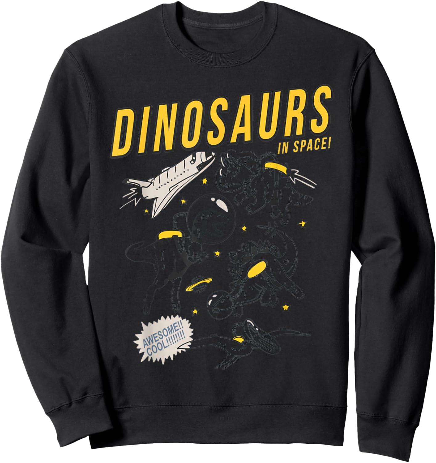 Funny Dinosaurs in space astronaut astrologist cartoon shirt Sweatshirt - Sweatshirt | Black