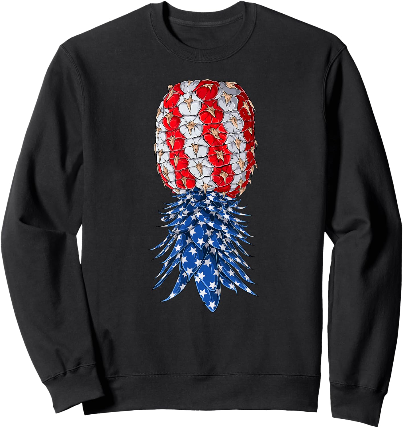 July Patriotic Red White Blue Upside Down Pineapple Swinger Women Men Sweatshirt - Sweatshirt | Black