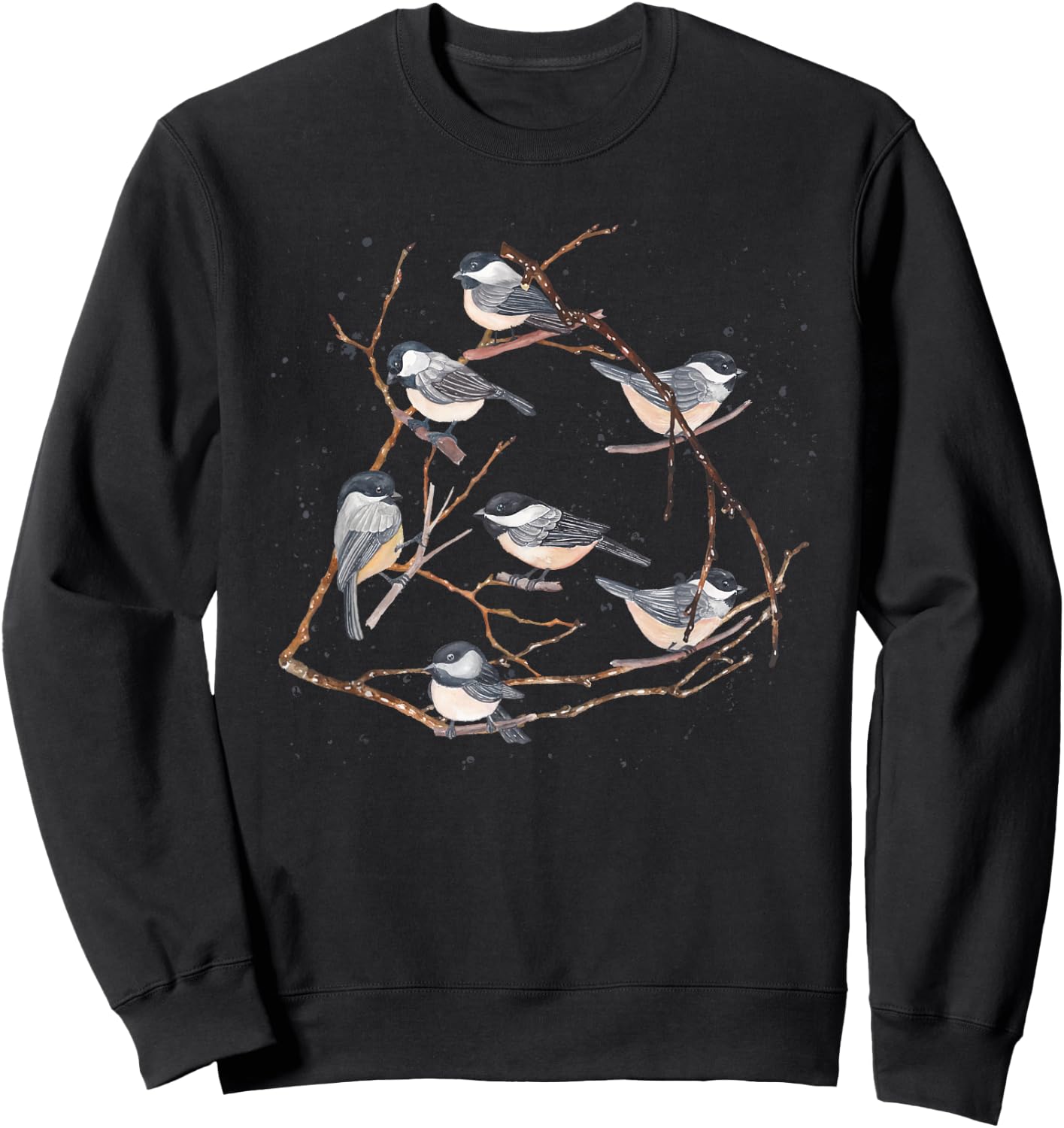 Chickadee Bird Watching Birding Nature Tree Branch Bird Sweatshirt - Sweatshirt | Black