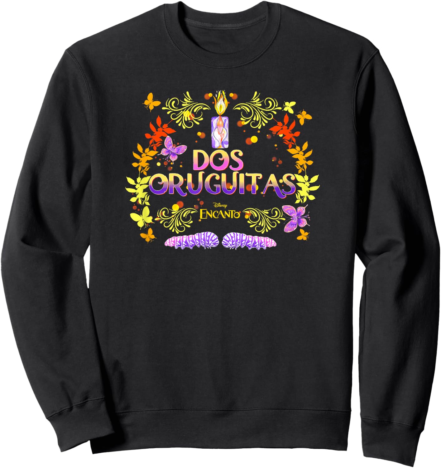 Disney Encanto Dos Oruguitas Candle Portrait Sweatshirt - Sweatshirt | Black