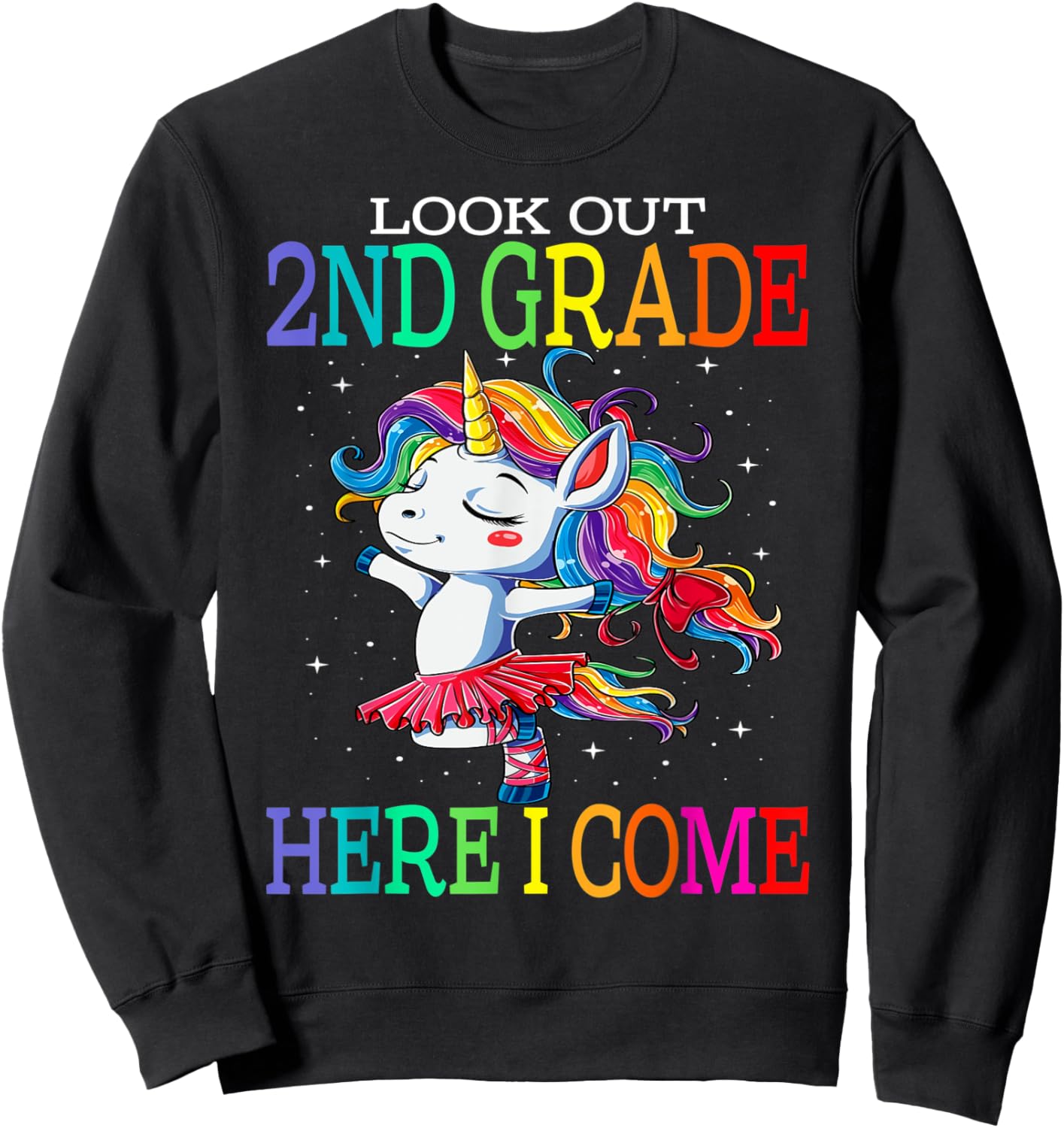 Kids Look Out 2nd Grade Here I Come Unicorn Sweatshirt - Sweatshirt | Black