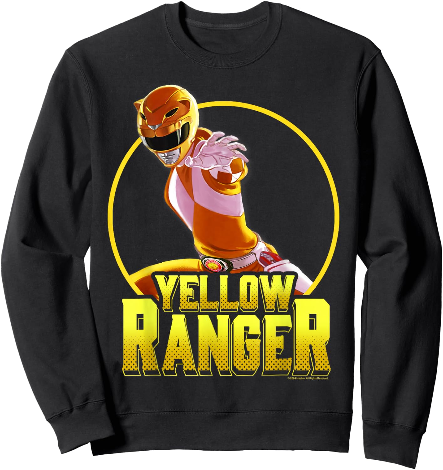 Power Rangers Yellow Ranger Karate Action Circle Portrait Sweatshirt - Sweatshirt | Black