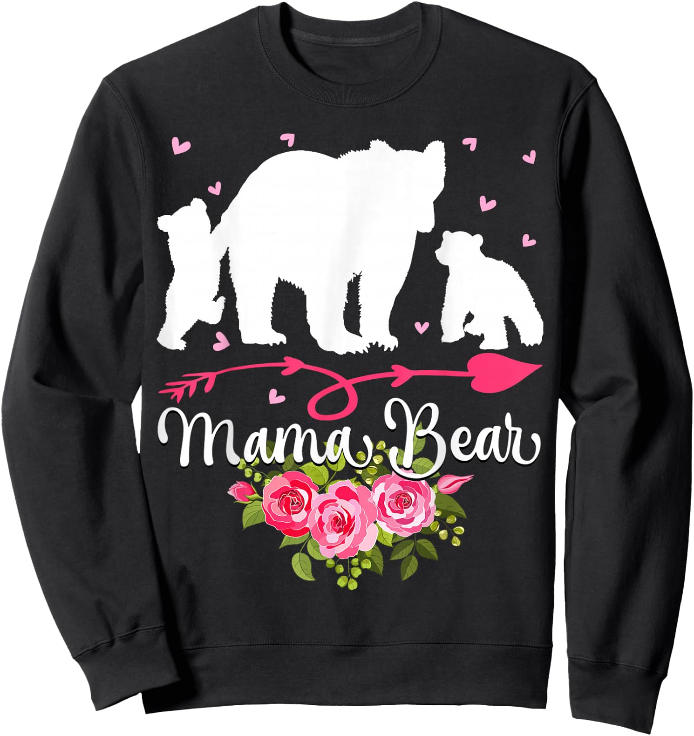 Mothers Day Mama Bear With 2 Cubs Cute Sweatshirt - Sweatshirt | Black