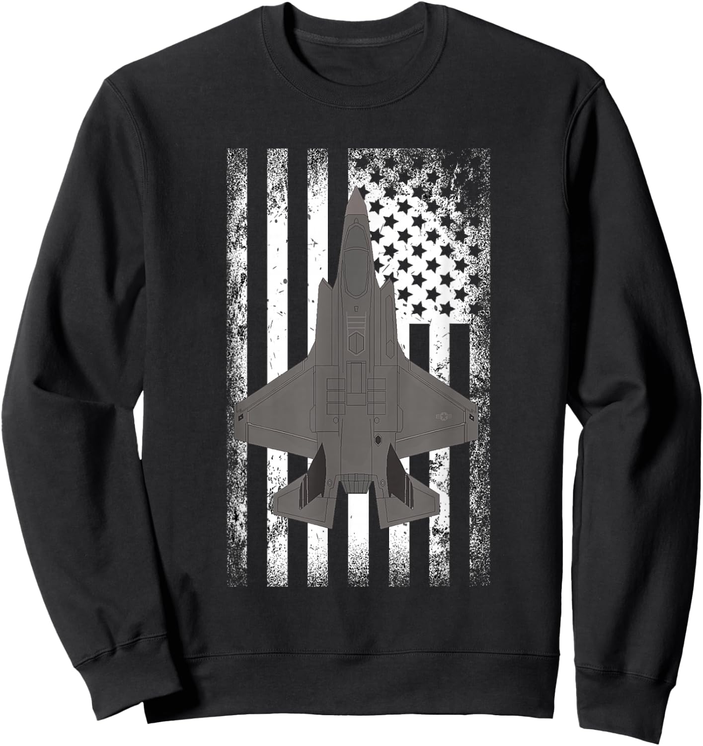 F-35 Lightning American Flag Military Airplane Sweatshirt - Sweatshirt | Black