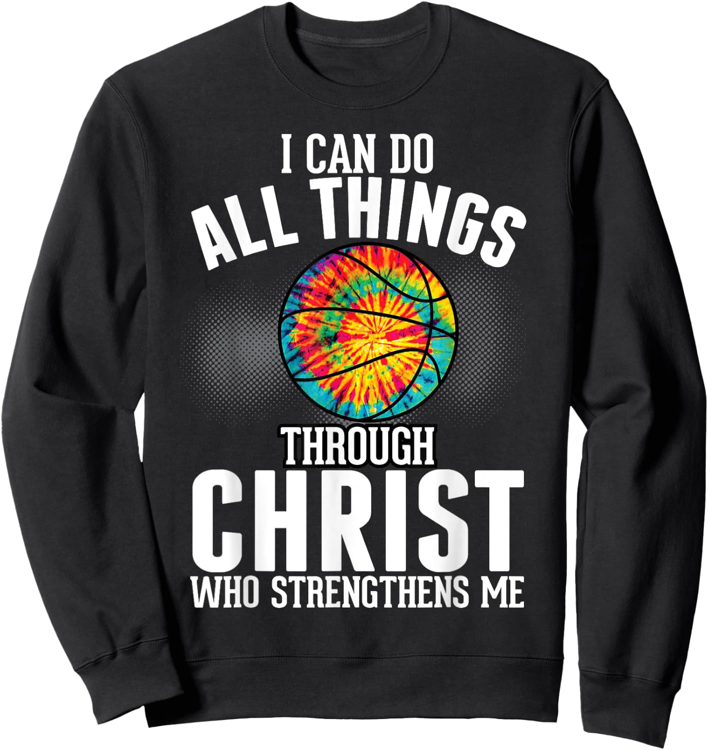 Christian Basketball Fun Men Boys Kids Religious Bible Verse Sweatshirt - Sweatshirt | Black