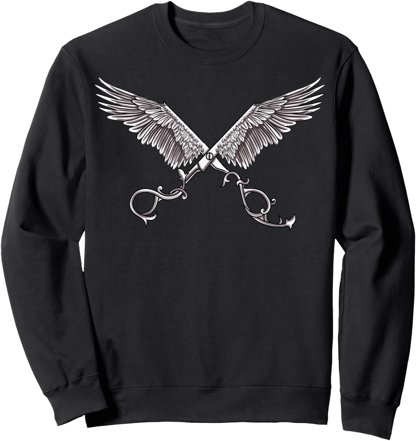 Hairdressing Scissors with Wings Tattoo Art Hairdresser Sweatshirt - Sweatshirt | Black
