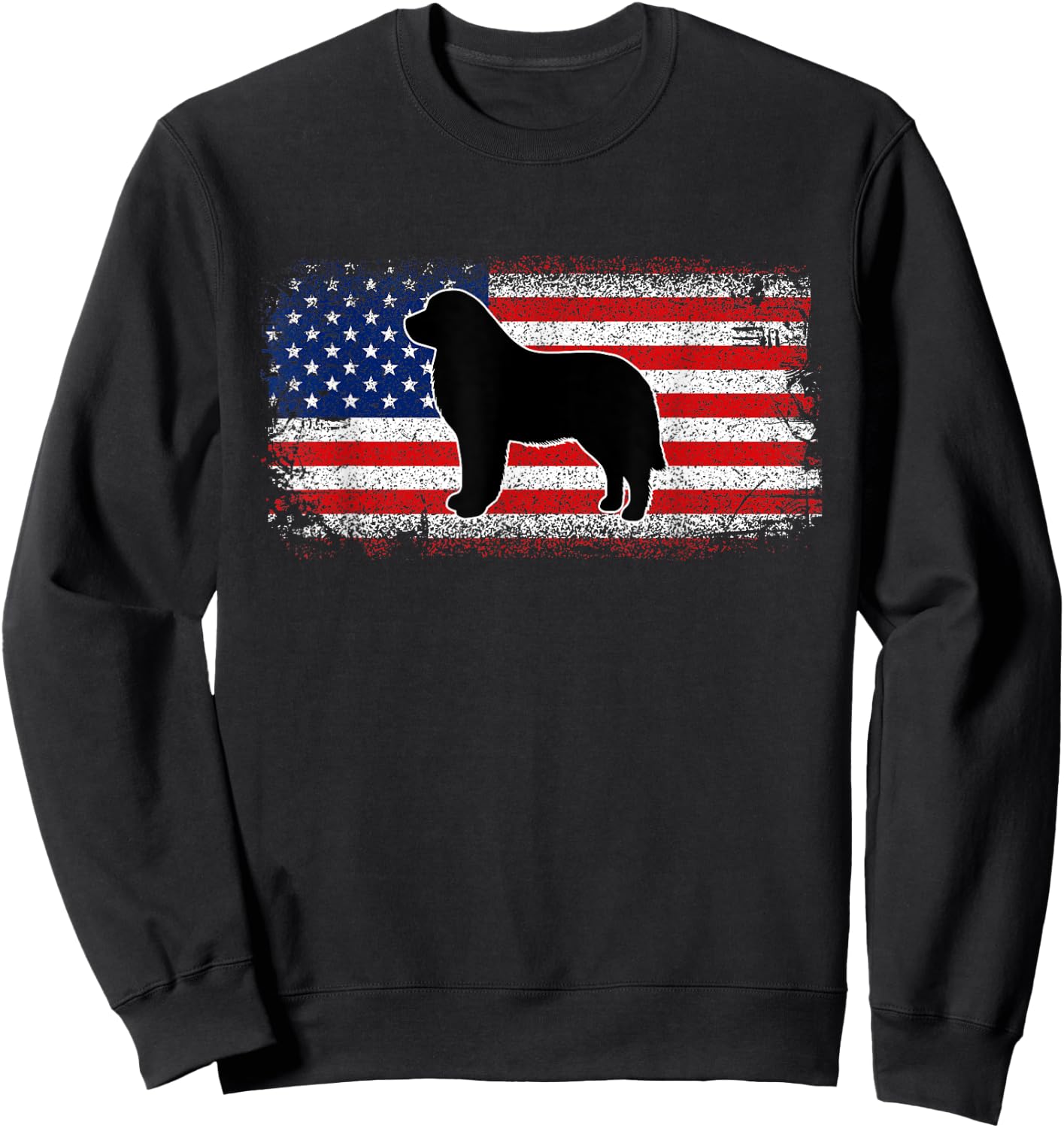Patriotic USA Amercia Flag Newfoundland Dog Owner Sweatshirt - Sweatshirt | Black