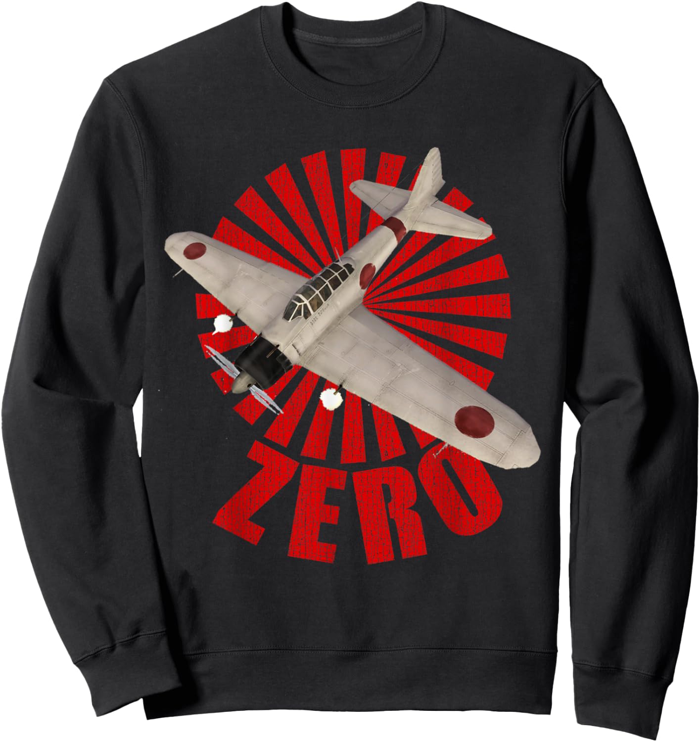 A6M Zero WW2 Japan Plane Warplane Warbird Sweatshirt - Sweatshirt | Black
