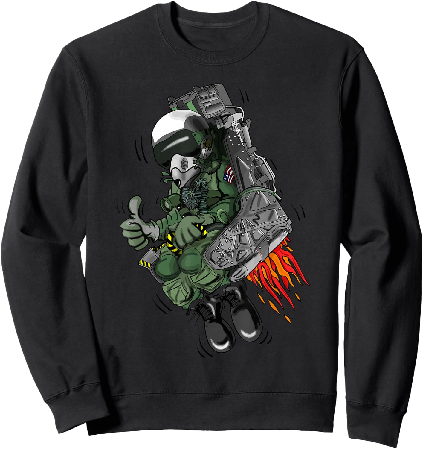 Funny Military Jet Ejection Seat Aviation Cartoon Design Sweatshirt - Sweatshirt | Black
