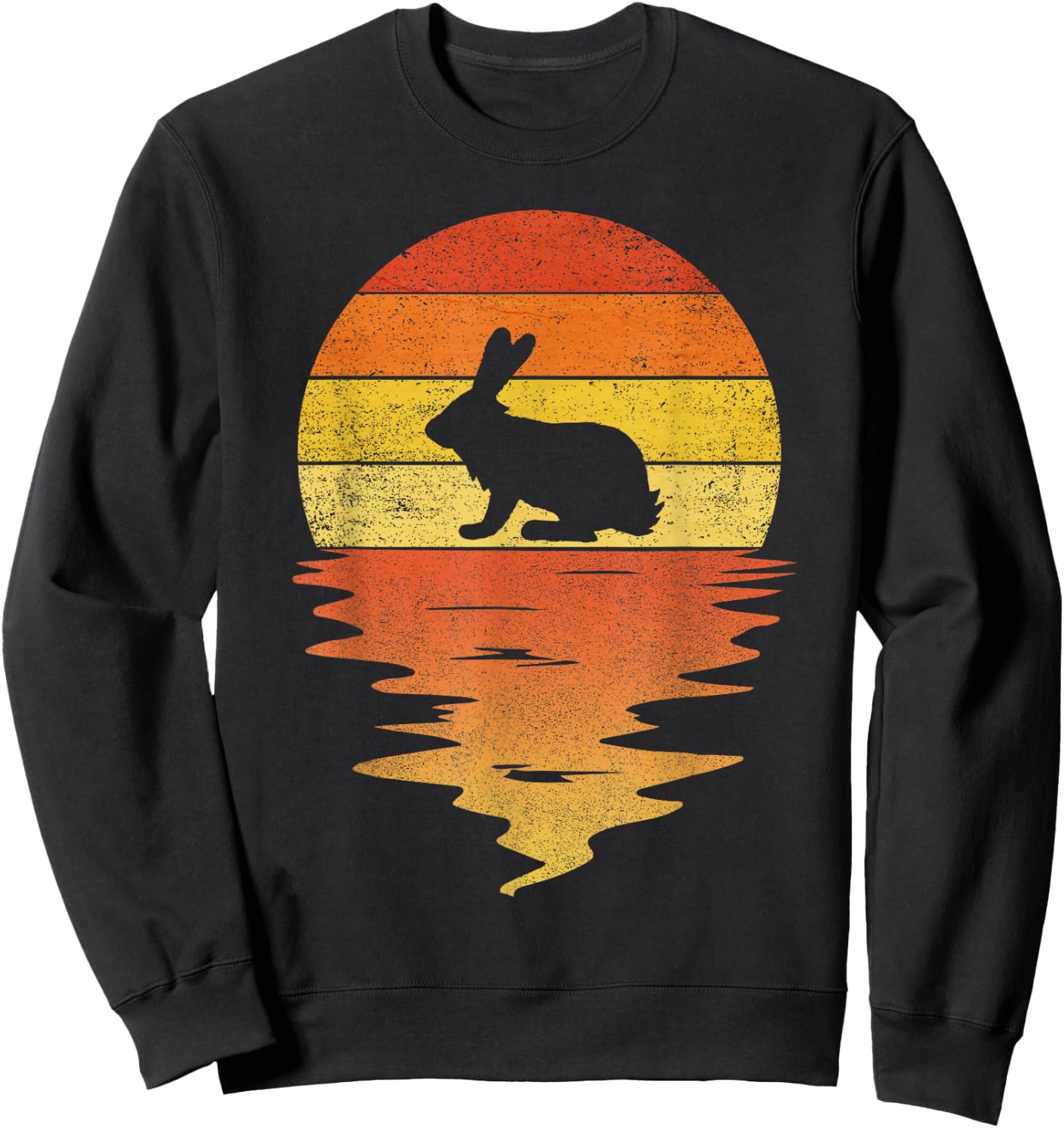 Bunny shirt 70s vintage retro sunset Rabbit Sweatshirt - Sweatshirt | Black