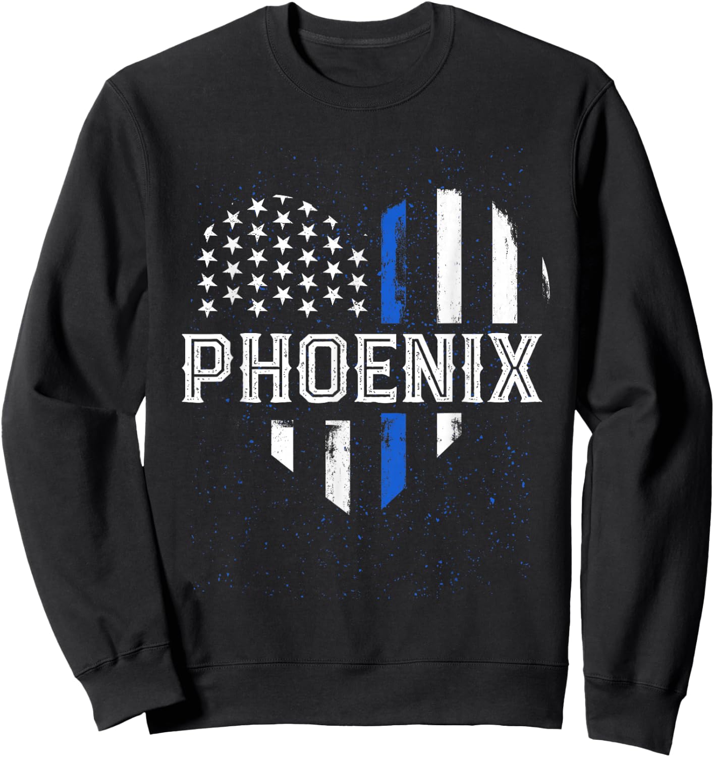 Thin Blue Line Heart Phoenix Police Officer Patriotic Cops Sweatshirt - Sweatshirt | Black