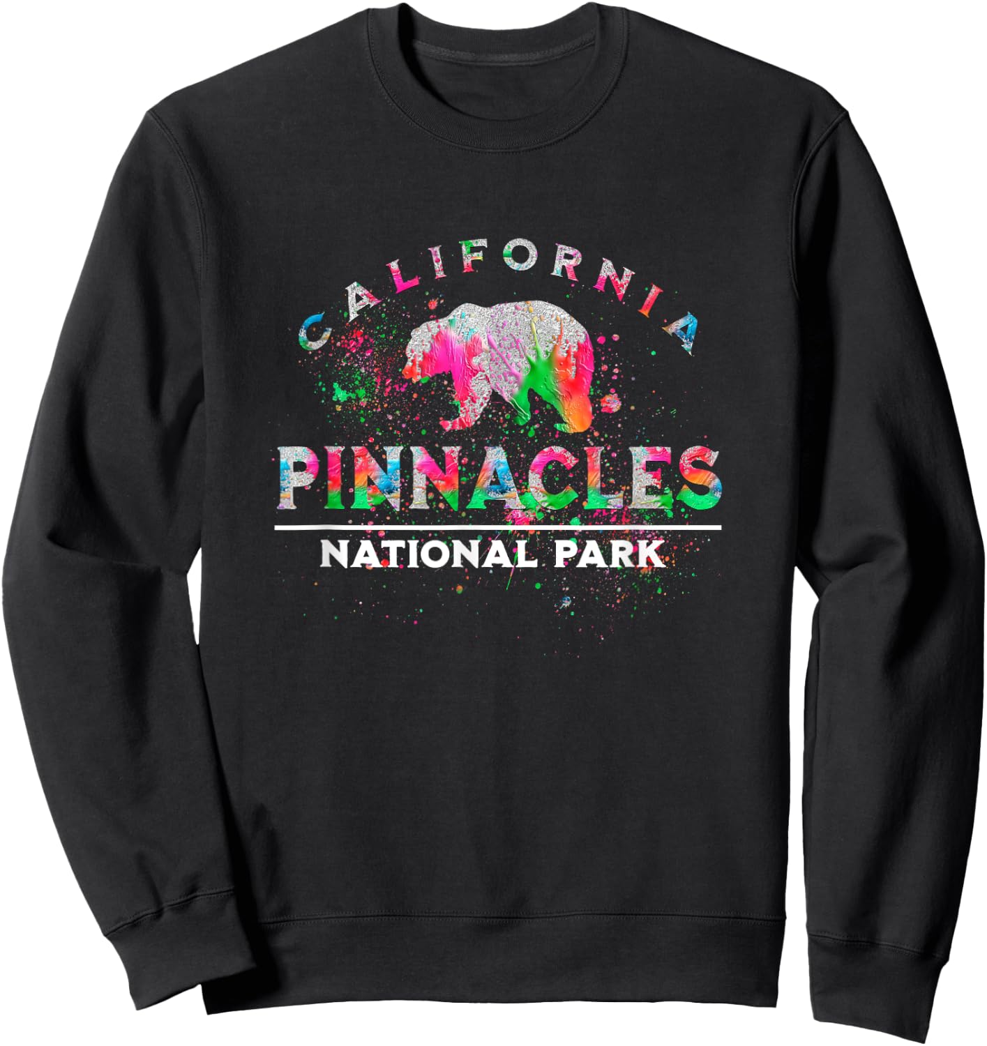 Pinnacles National Park California Retro Bear Souvenir Sweatshirt - Sweatshirt | Black