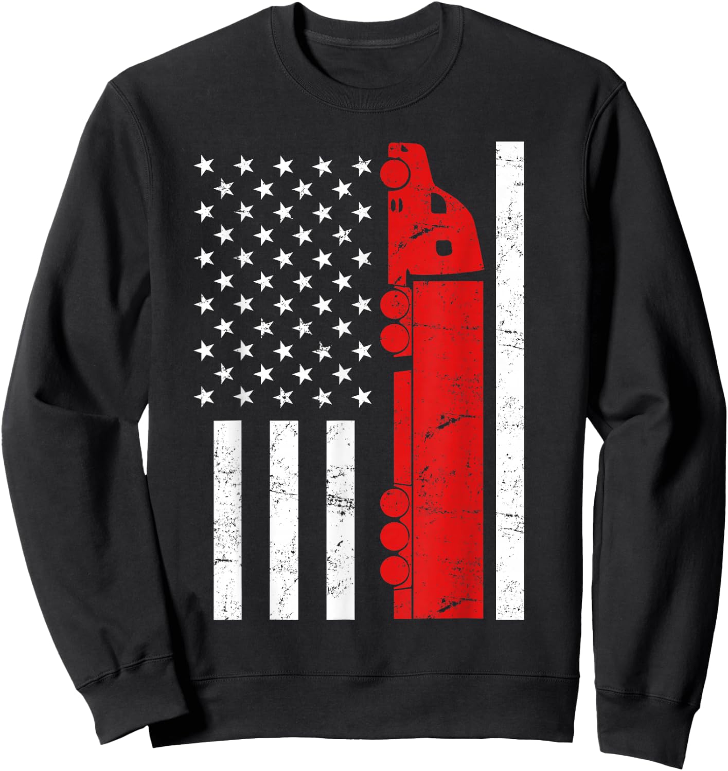 Truck Driver USA Flag Trucker Design Truck Driver Vintage Sweatshirt - Sweatshirt | Black