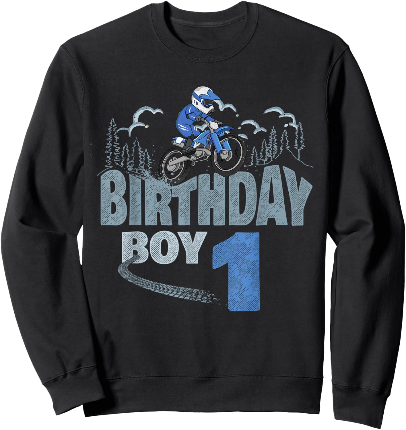 1st Birthday Boy Dirt Bike Motocross 1 Year Old Bday Sweatshirt - Sweatshirt | Black