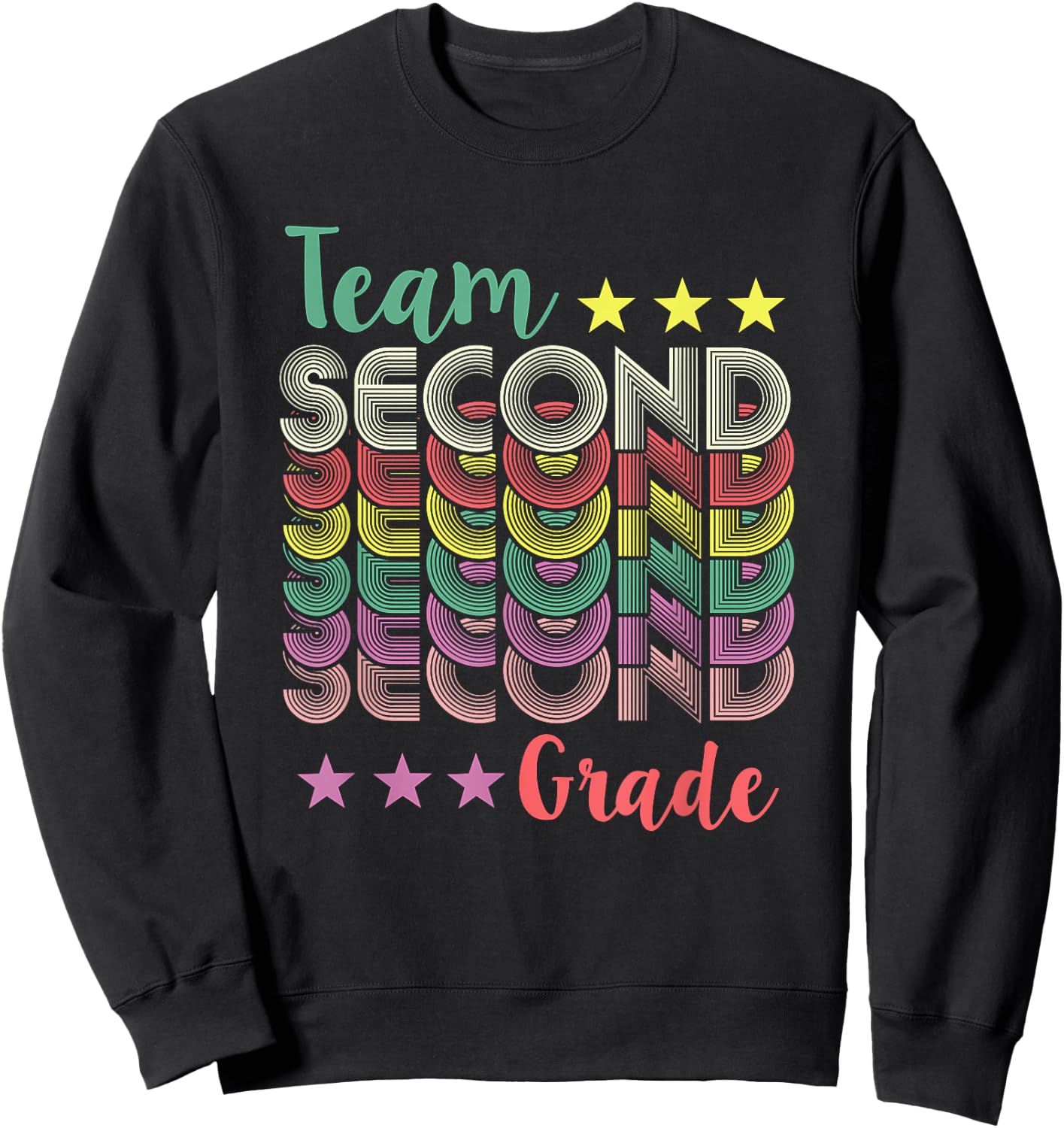 Team 2nd Second Grade Teacher Back To School Vintage Men Women Girls Kids Sweatshirt - Sweatshirt | Black