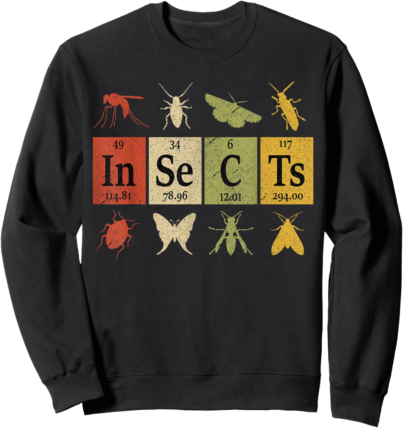 Insects Periodic Table Elements Entomologist Retro Bugs Sweatshirt - Sweatshirt | Black