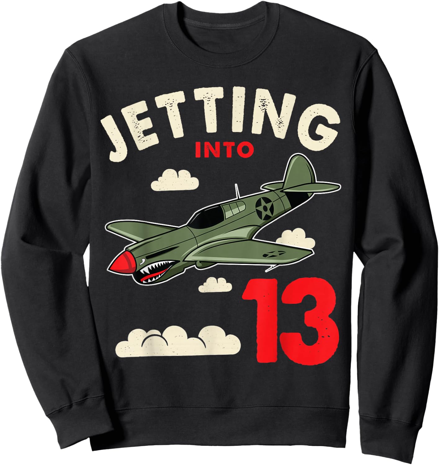 Jetting Into 13 Birthday Aviator Jet Plane Party Sweatshirt - Sweatshirt | Black
