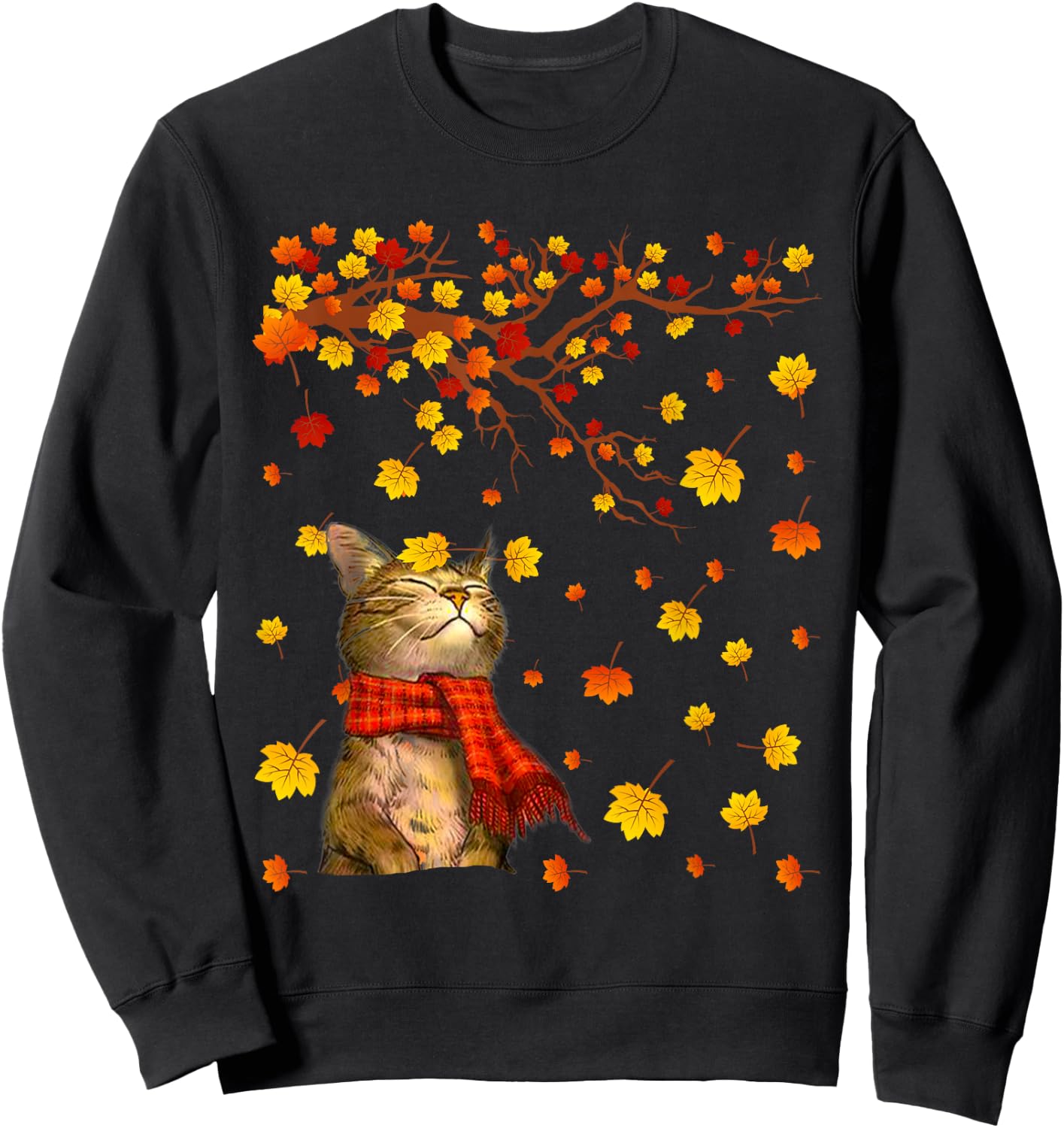 Cute Cat Kitty Kitten Paw Lover Autumn Fall Season present Sweatshirt - Sweatshirt | Black