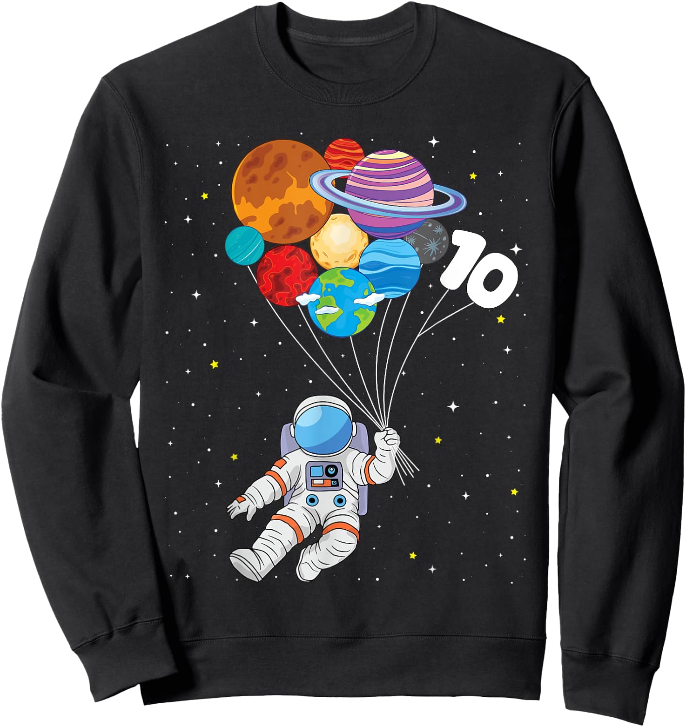10th Birthday Astronaut Space 10 Year Old Birthday Boys Kids Sweatshirt - Sweatshirt | Black