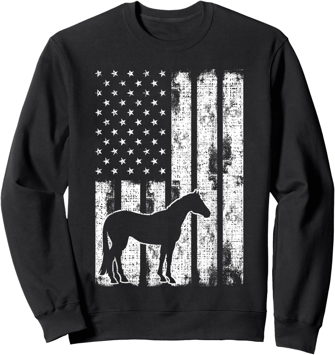 Freedom Horse Patriotic Horse American Flag Horseback Riding Sweatshirt - Sweatshirt | Black