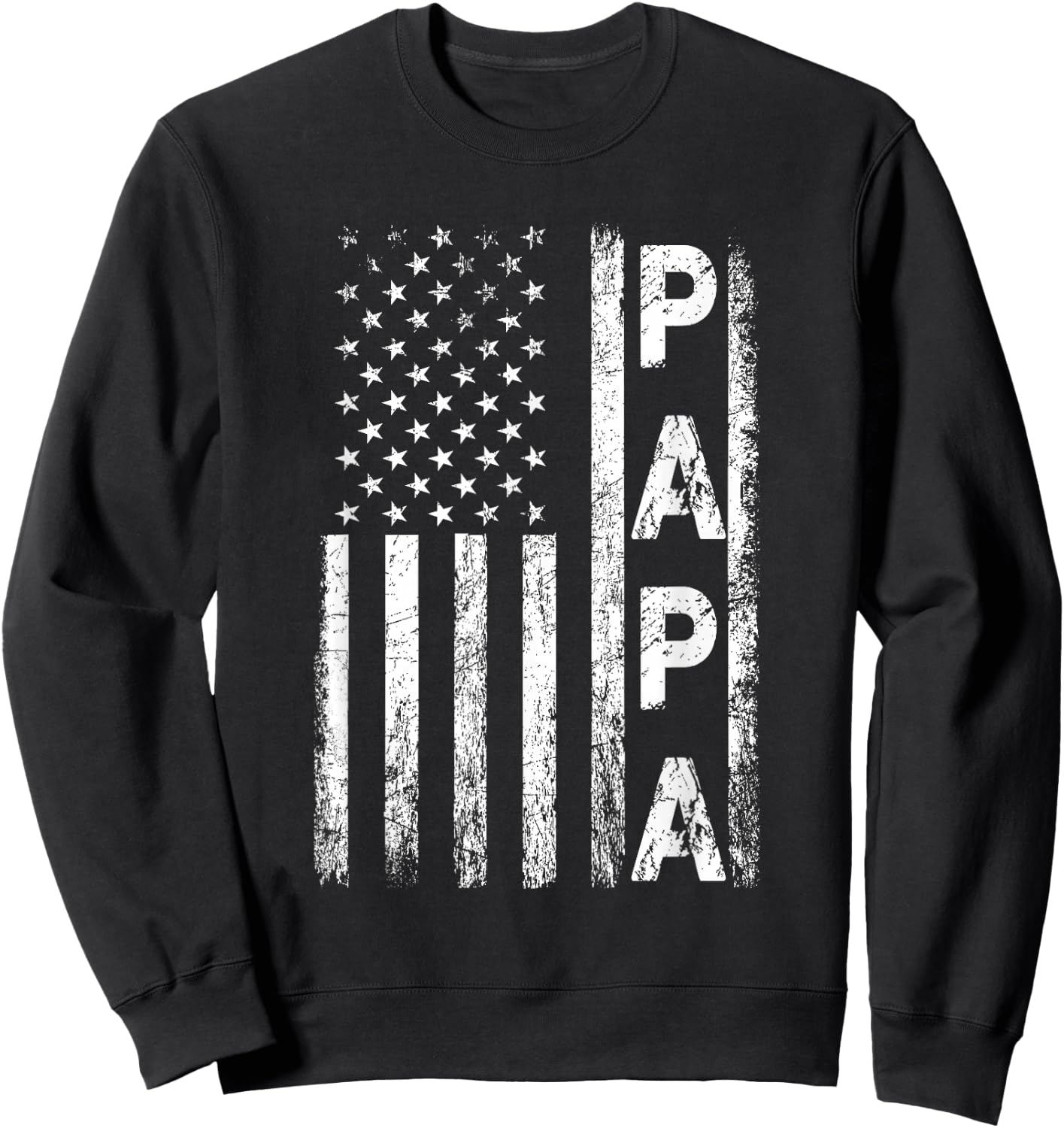 Papa Vintage American Flag Father's Day 4th of July Grandpa Sweatshirt - Sweatshirt | Black