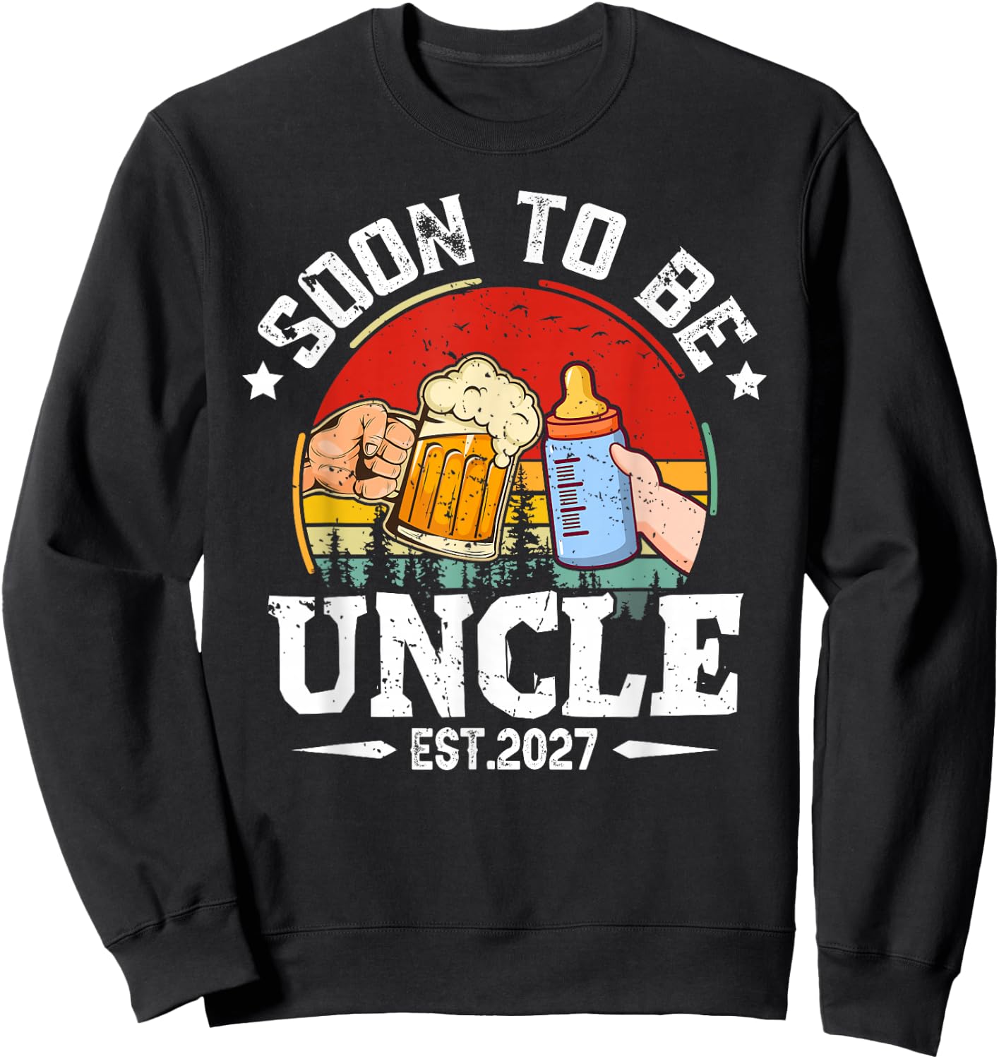 Soon to Be Uncle 2027 Retro Pregnancy Announcement Dad Sweatshirt - Sweatshirt | Black